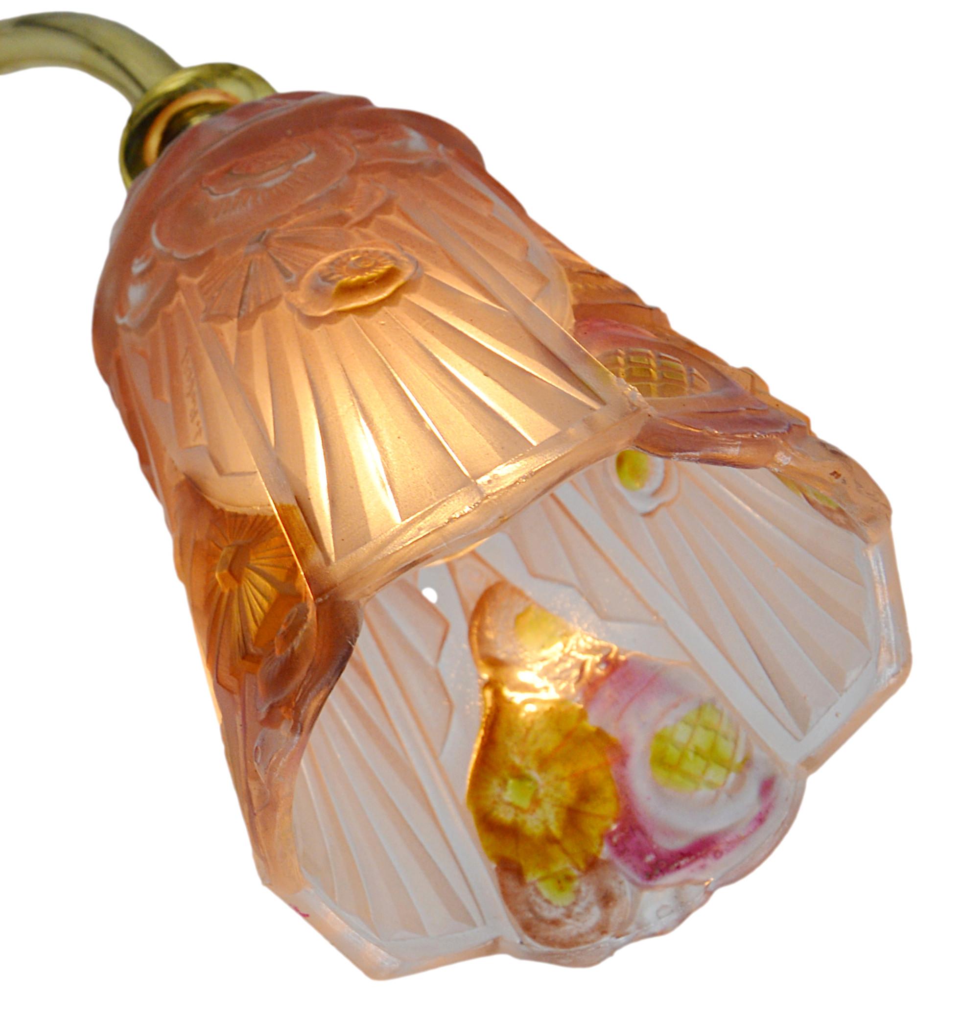 Inizio XX secolo Jean Gauthier Coppia di lampade da parete smaltate in stile Art Déco francese, 1920 in vendita