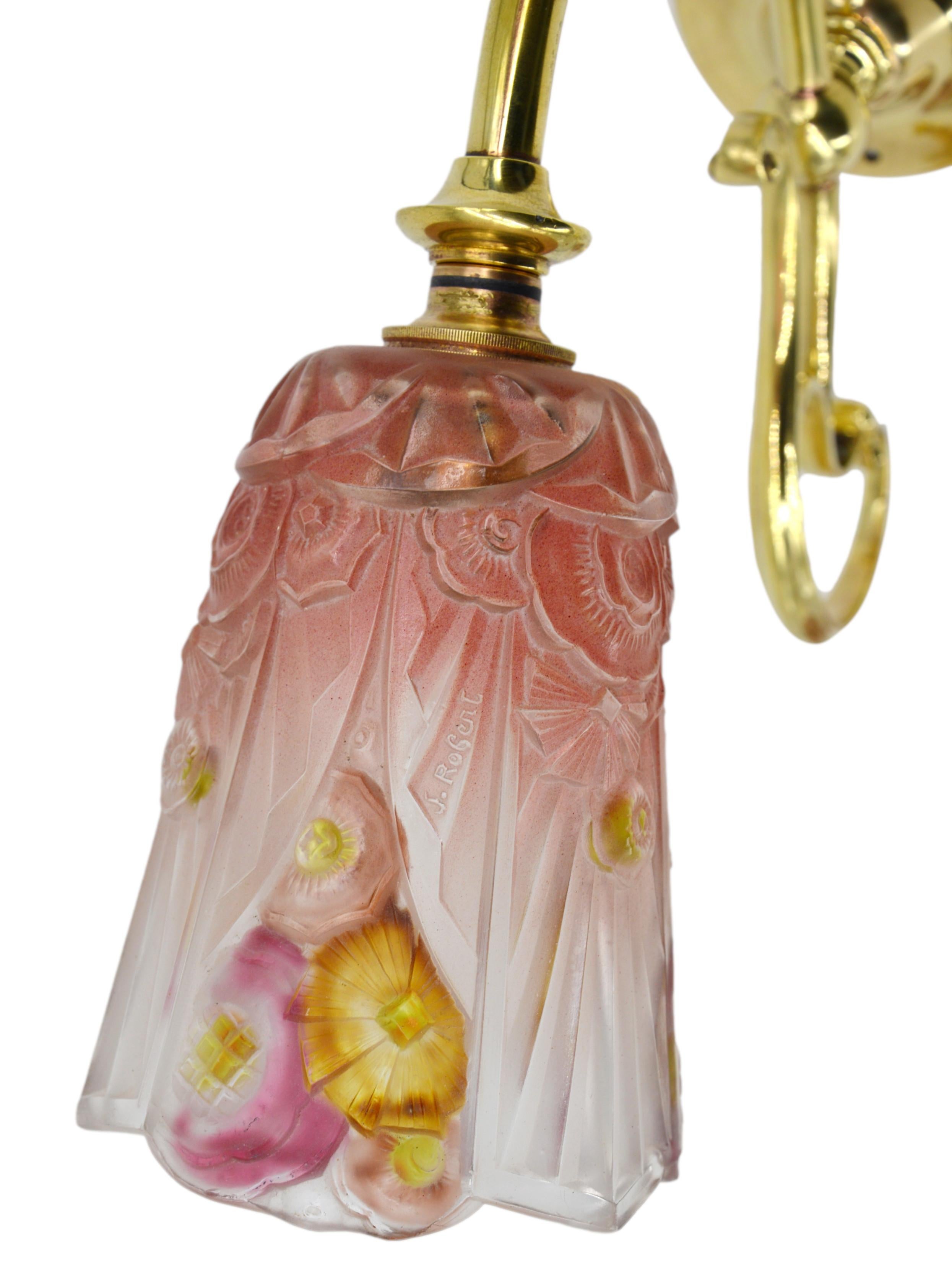 Jean Gauthier Coppia di lampade da parete smaltate in stile Art Déco francese, 1920 in vendita 2