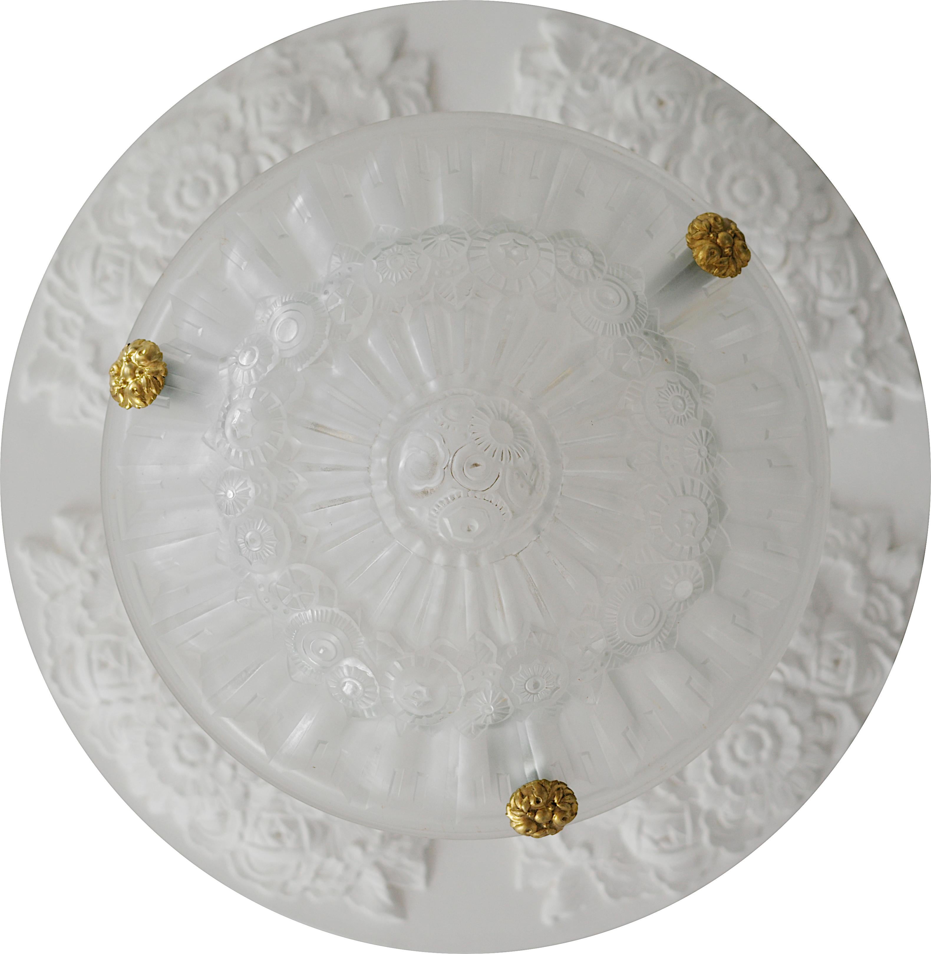 Dépoli Lustre suspendu Art déco français Jean Gauthier, 1920 en vente