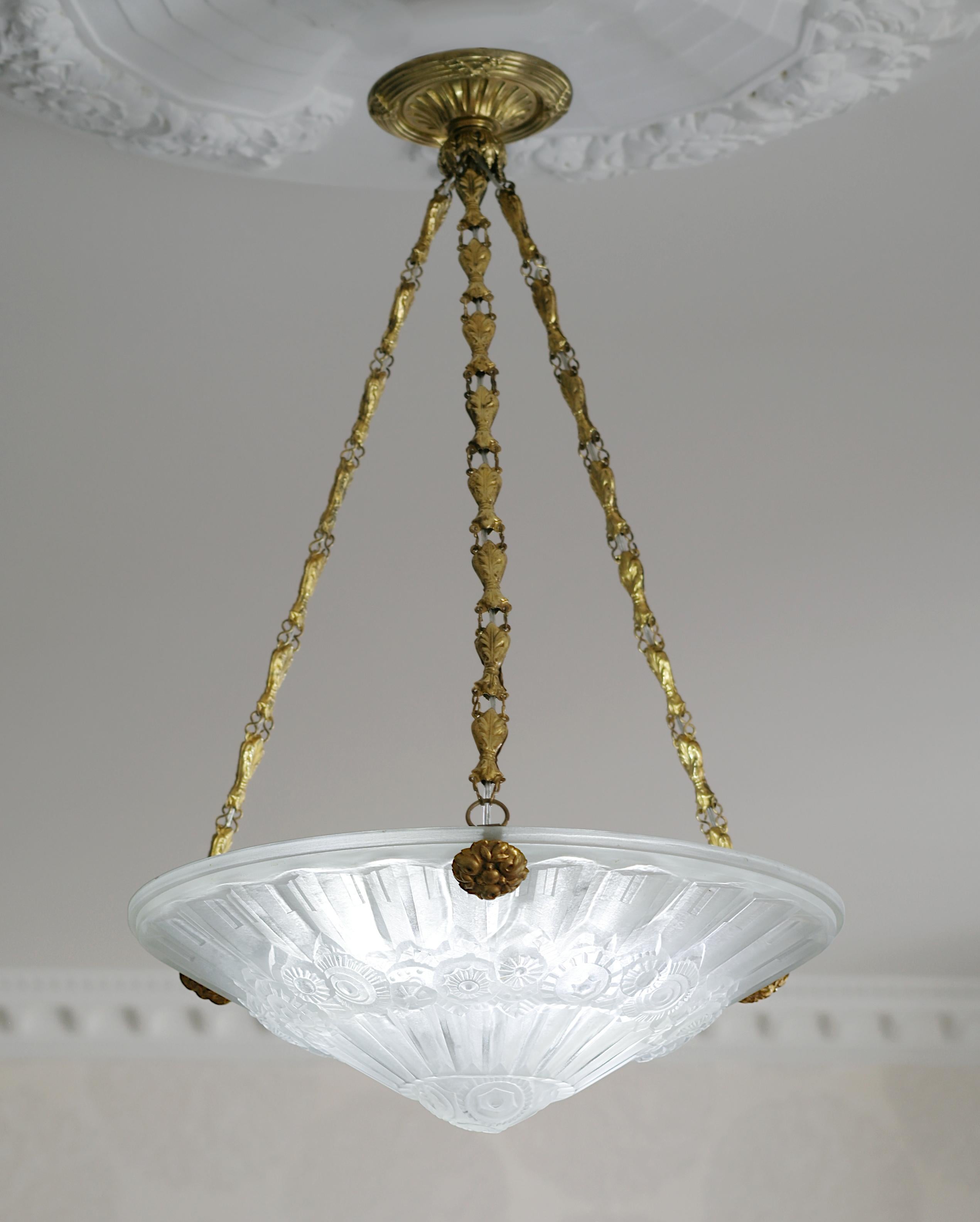 Jean Gauthier French Art Deco Pendant Chandelier, Late 1920s For Sale 1