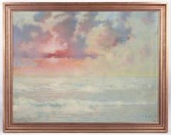 Jean Geoffroy, artista francese quotato in borsa. Olio su tela. Spiaggia al tramonto, 1923