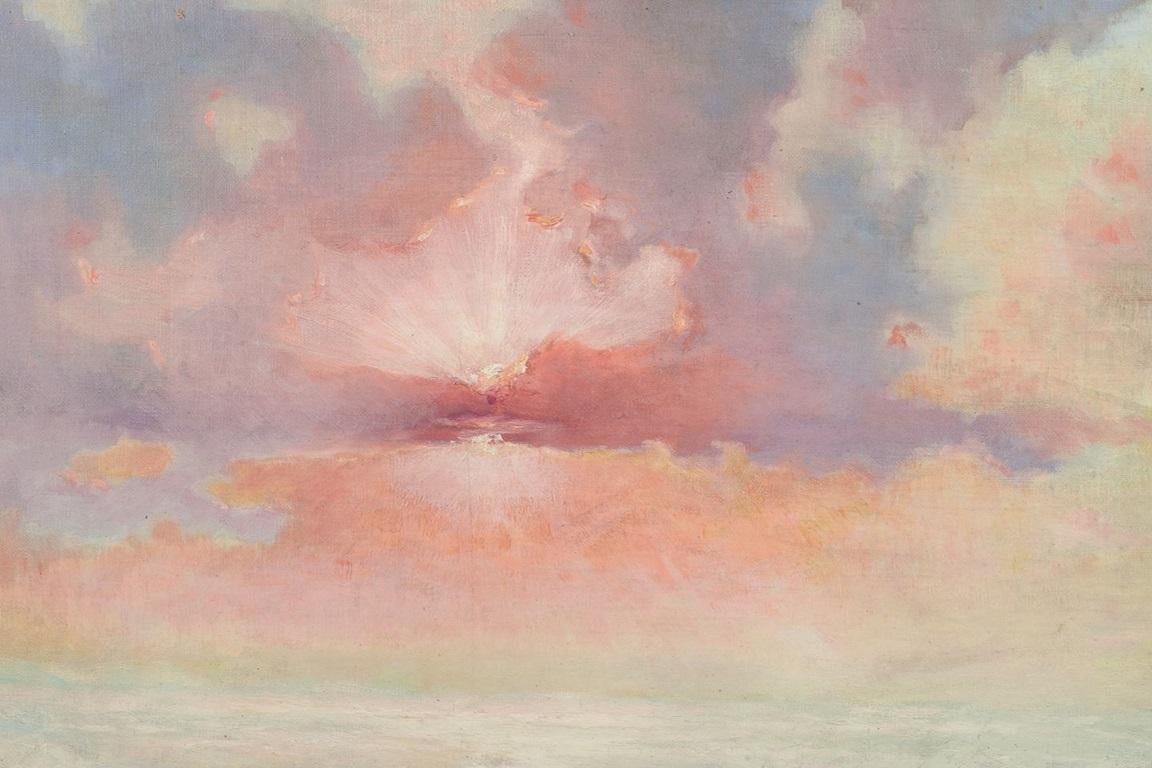 Jean Geoffroy, gelisteter französischer Künstler. Öl auf Leinwand. Strand bei Sonnenuntergang, 1923 (Französisch) im Angebot
