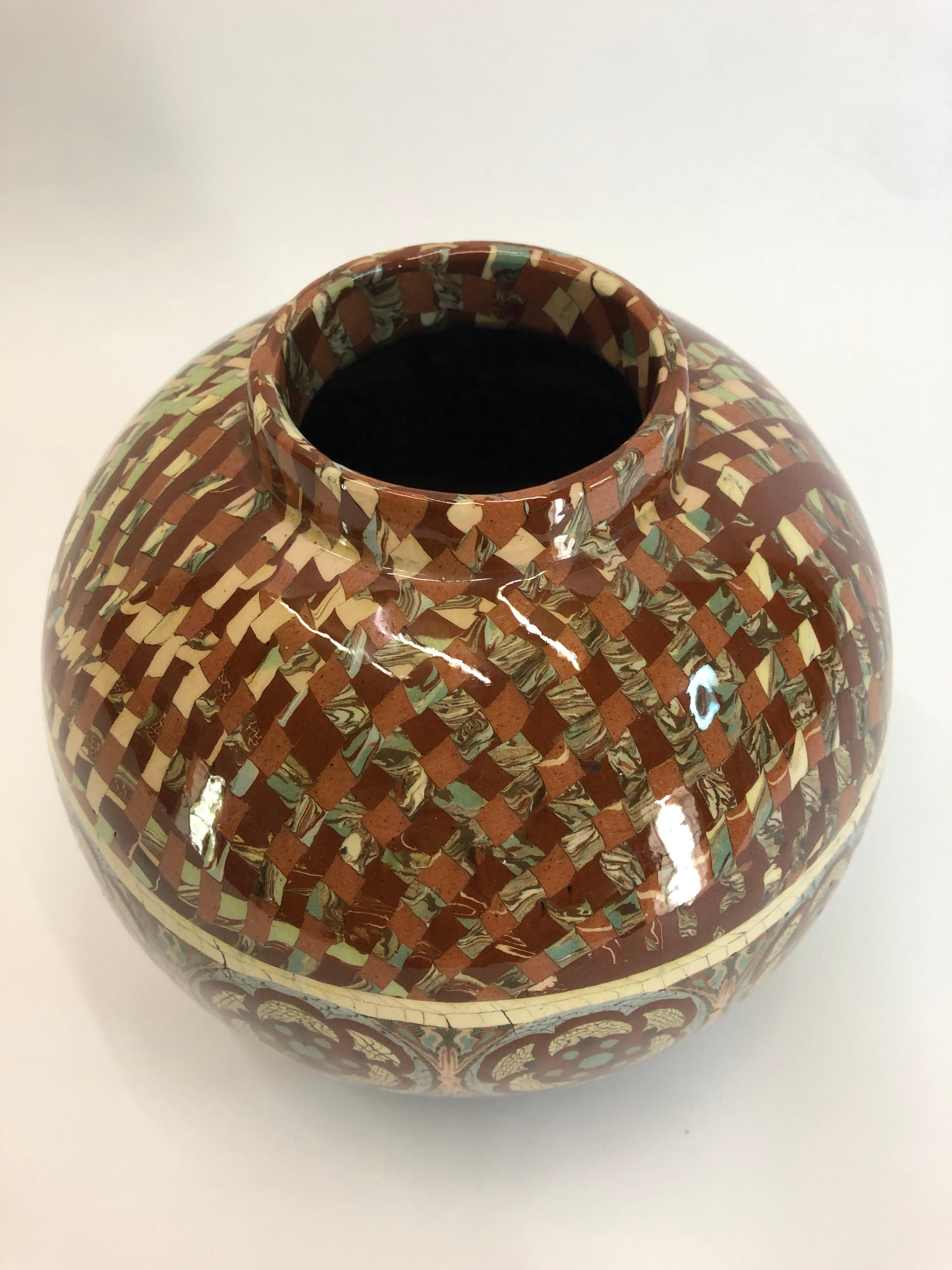 Vallauris, Jean Gerbino (1876-1966) mixed ceramic ball vase called 