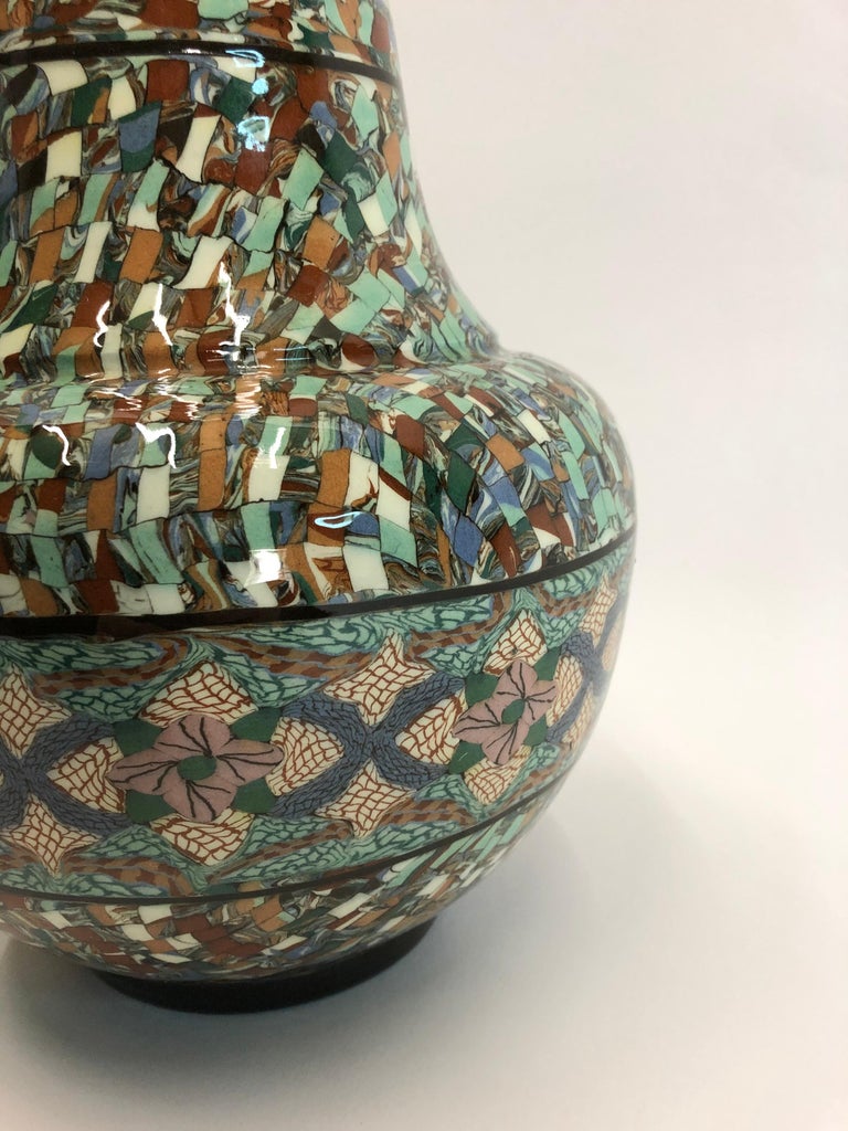 Mid-20th Century Jean Gerbino Tall Vase Ceramic Mêlée, Vallauris For Sale