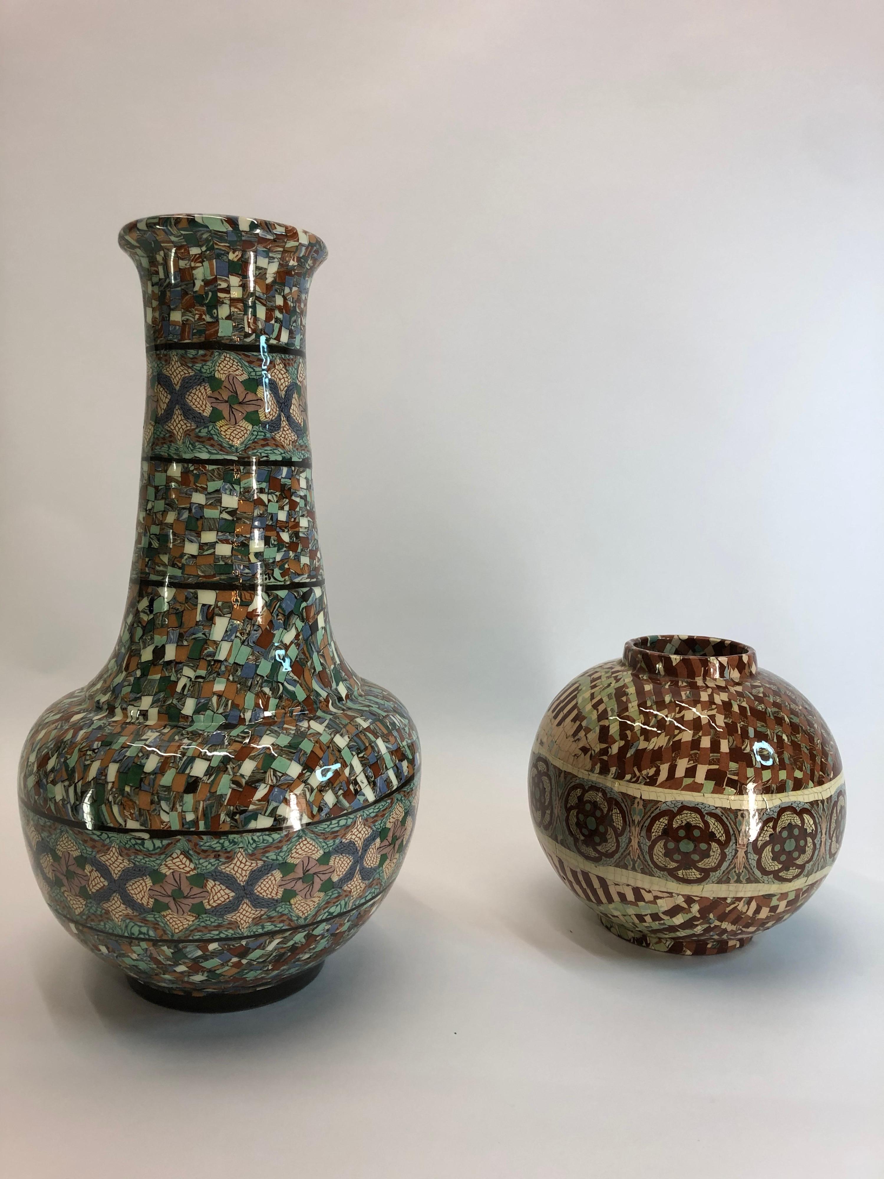 Jean Gerbino Tall Vase Ceramic Mêlée, Vallauris In Excellent Condition In Achterveld, NL