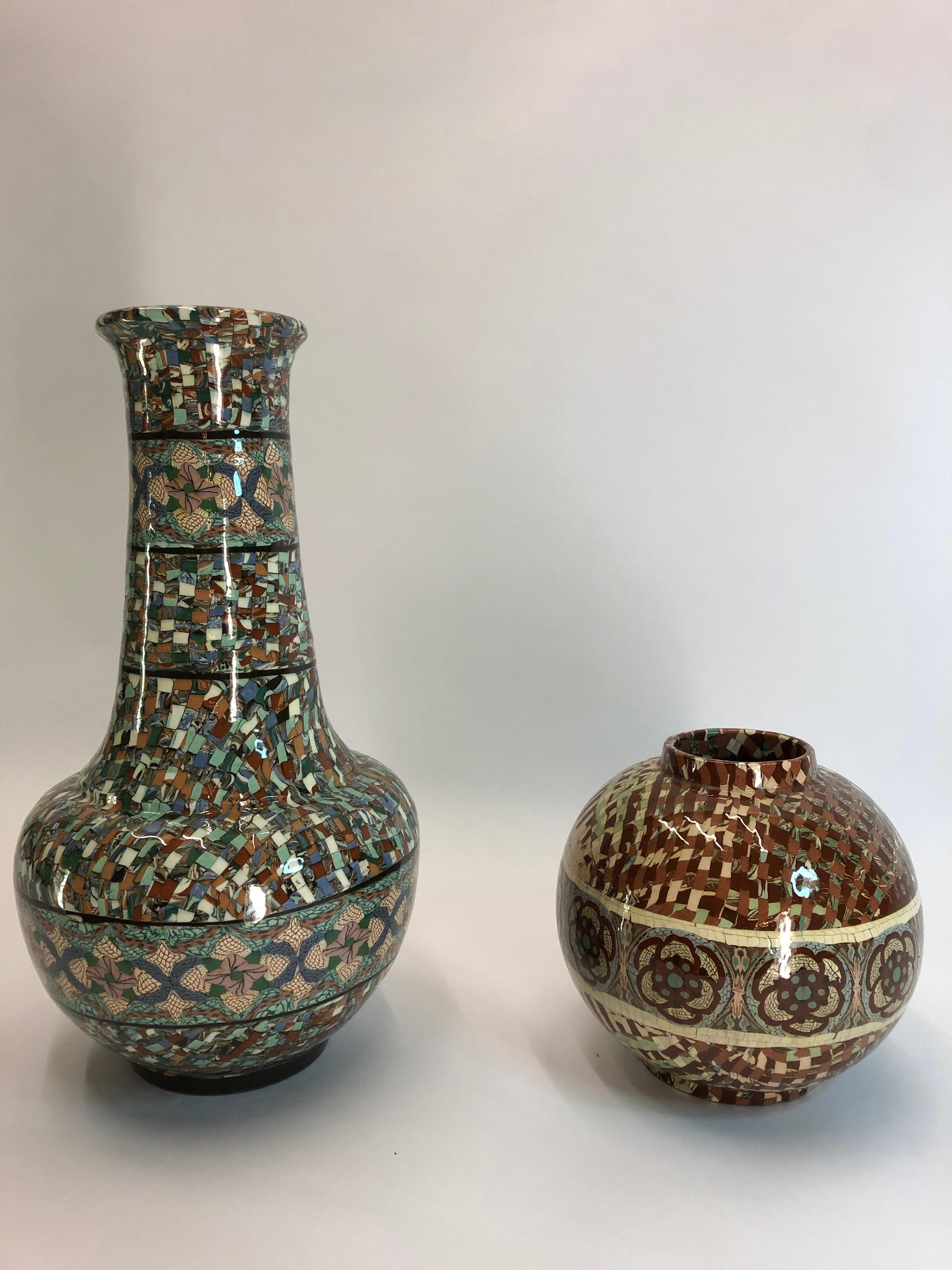 Mid-20th Century Jean Gerbino Tall Vase Ceramic Mêlée, Vallauris