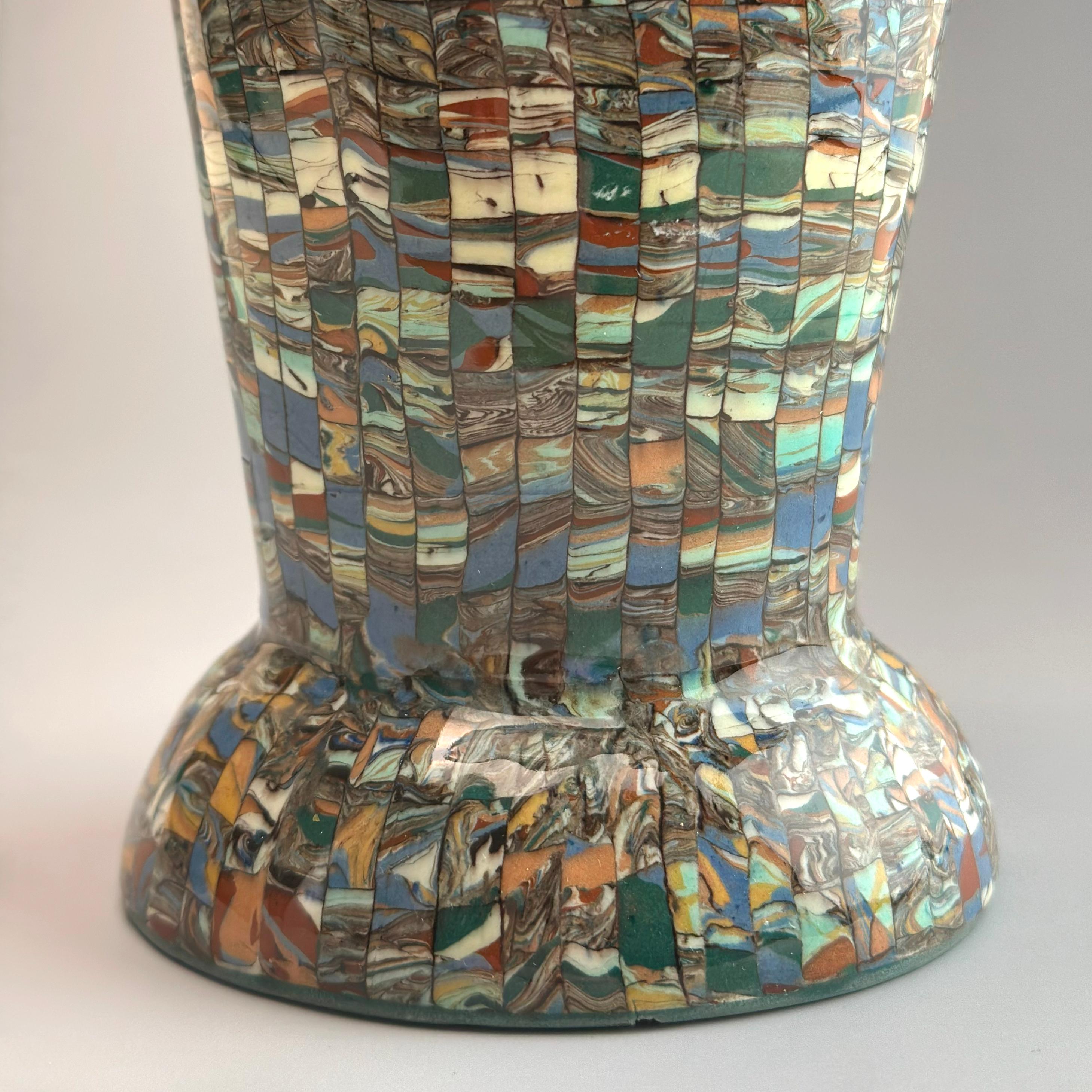 Jean Gerbino Art Deco Neriage Mosaic Trumpet Vase, Vallauris, France, 1930s im Zustand „Gut“ im Angebot in Glasgow, GB