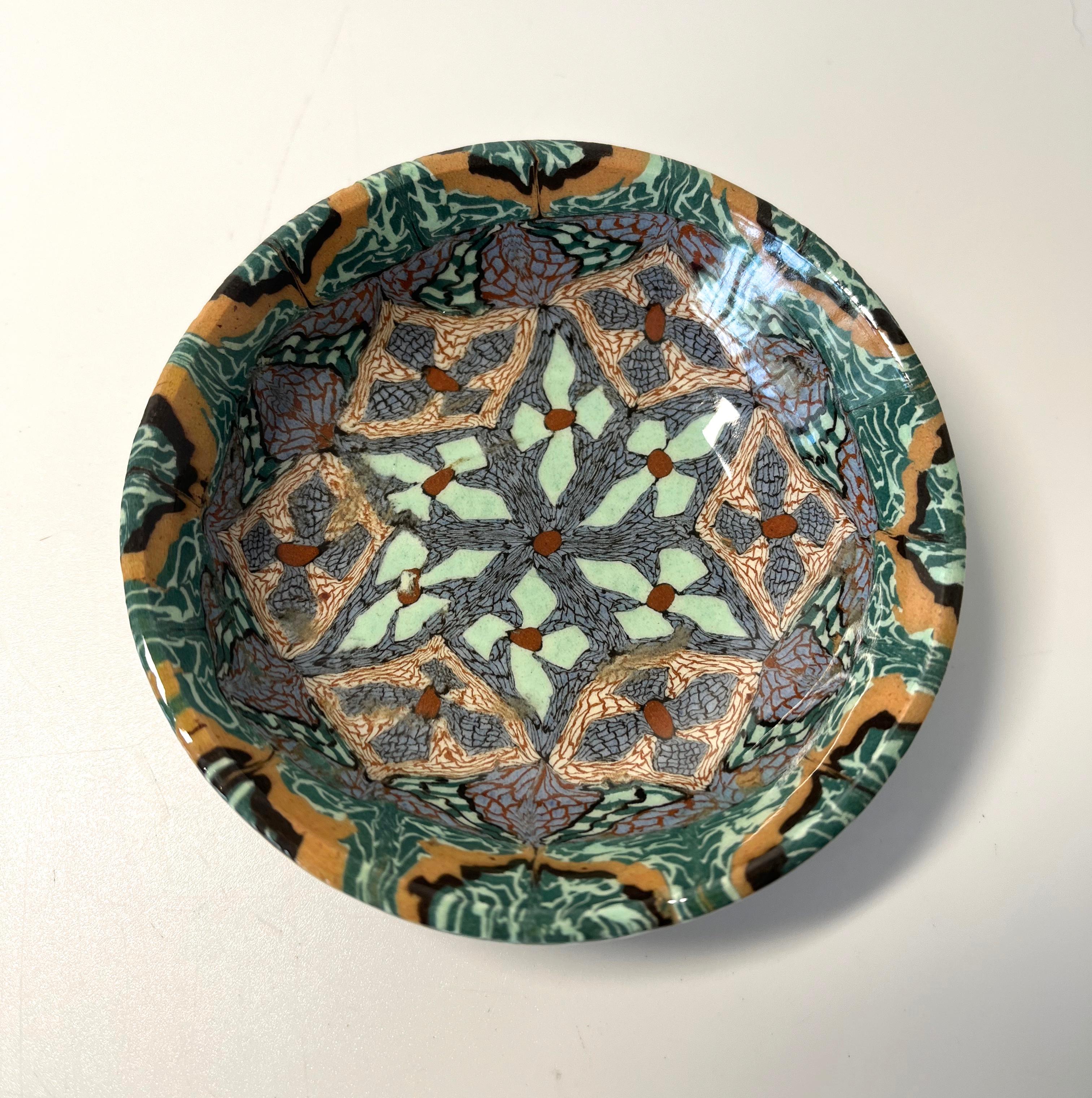 Jean Gerbino For Vallauris, France, Ceramic Glazed Mosaic Pin Dish 1960's In Excellent Condition In Rothley, Leicestershire