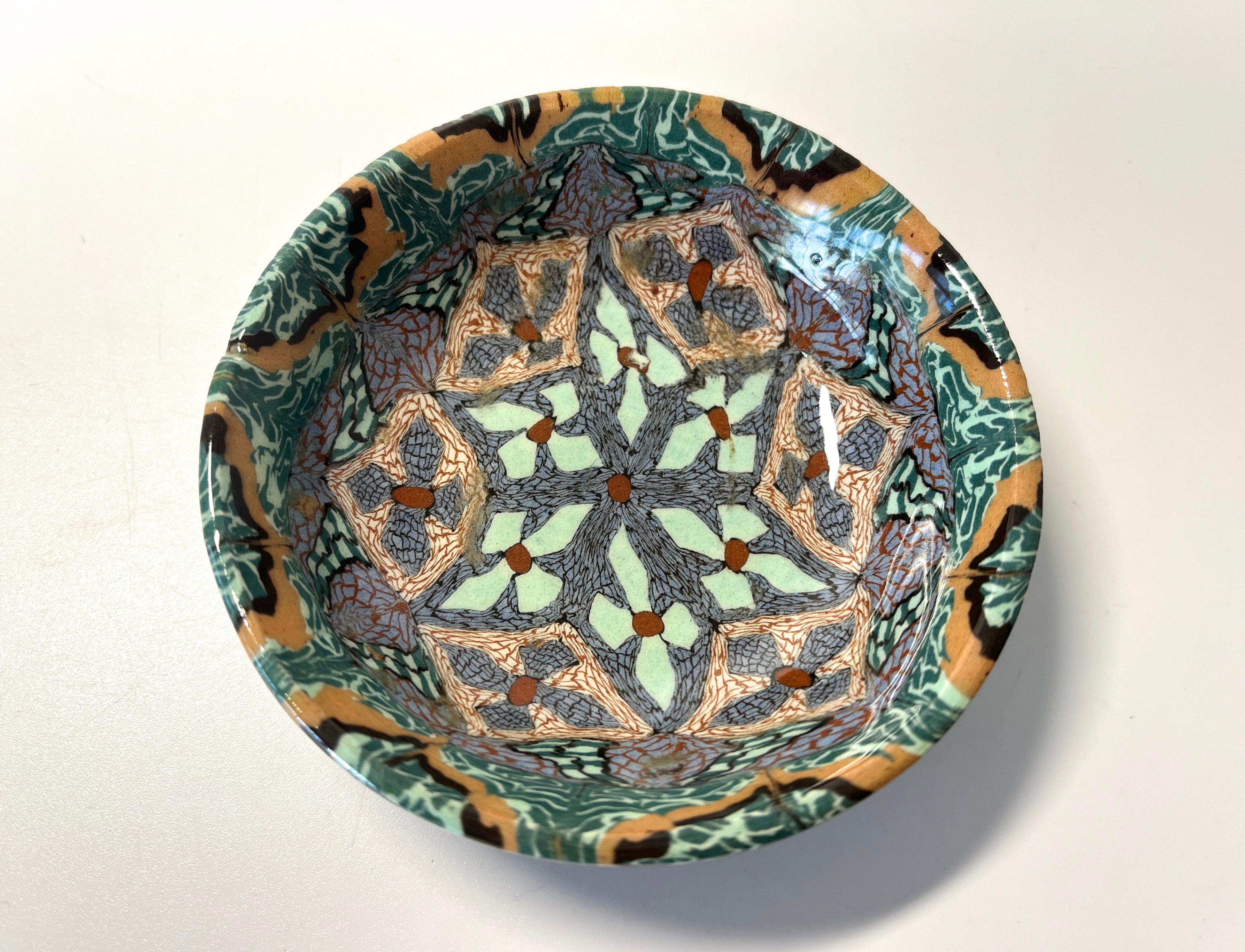 Jean Gerbino For Vallauris, France, Ceramic Glazed Mosaic Pin Dish 1960's 1