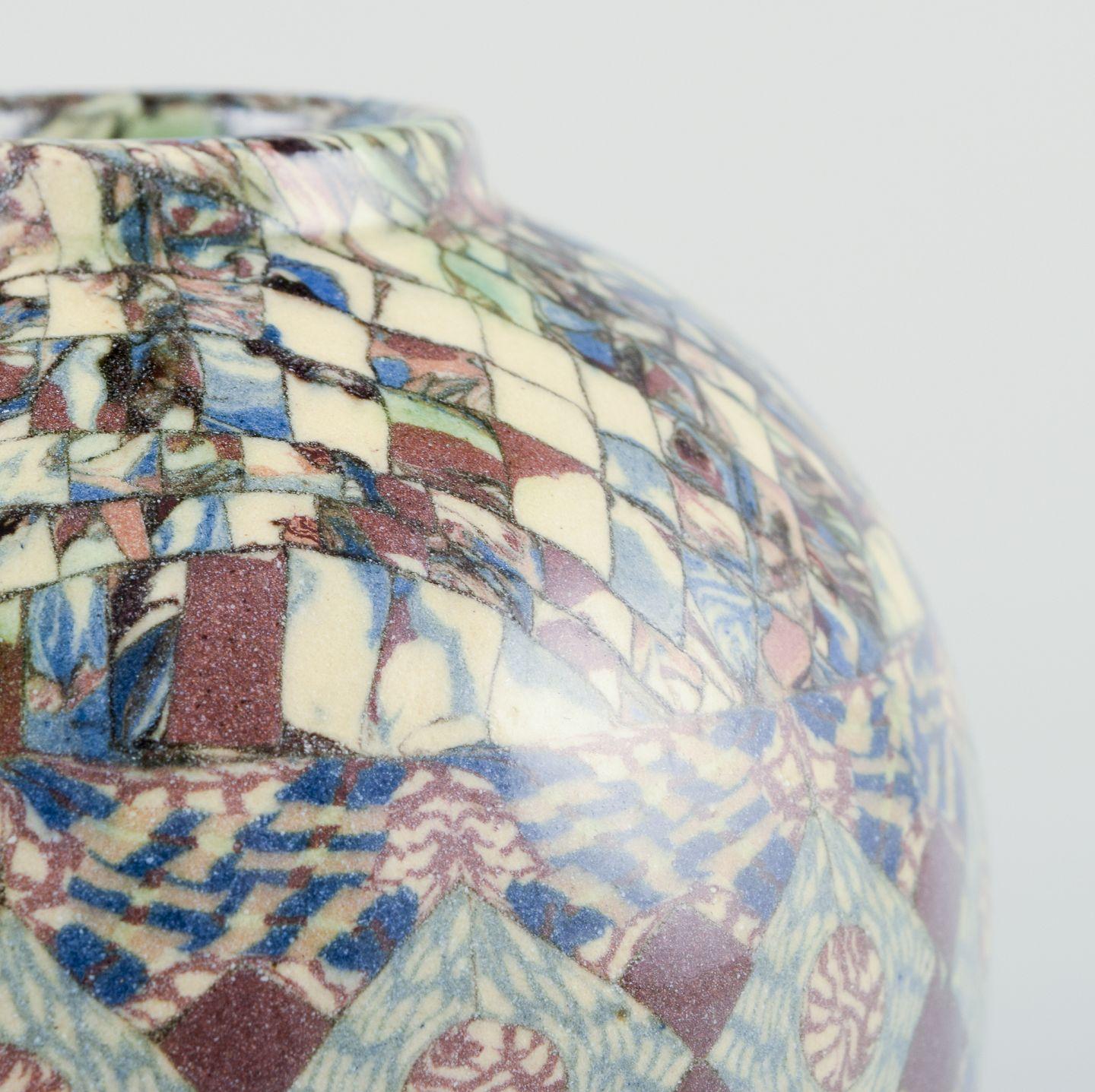 Glazed Jean Gerbino for Vallauris, France. Pair of small round stoneware vases. For Sale