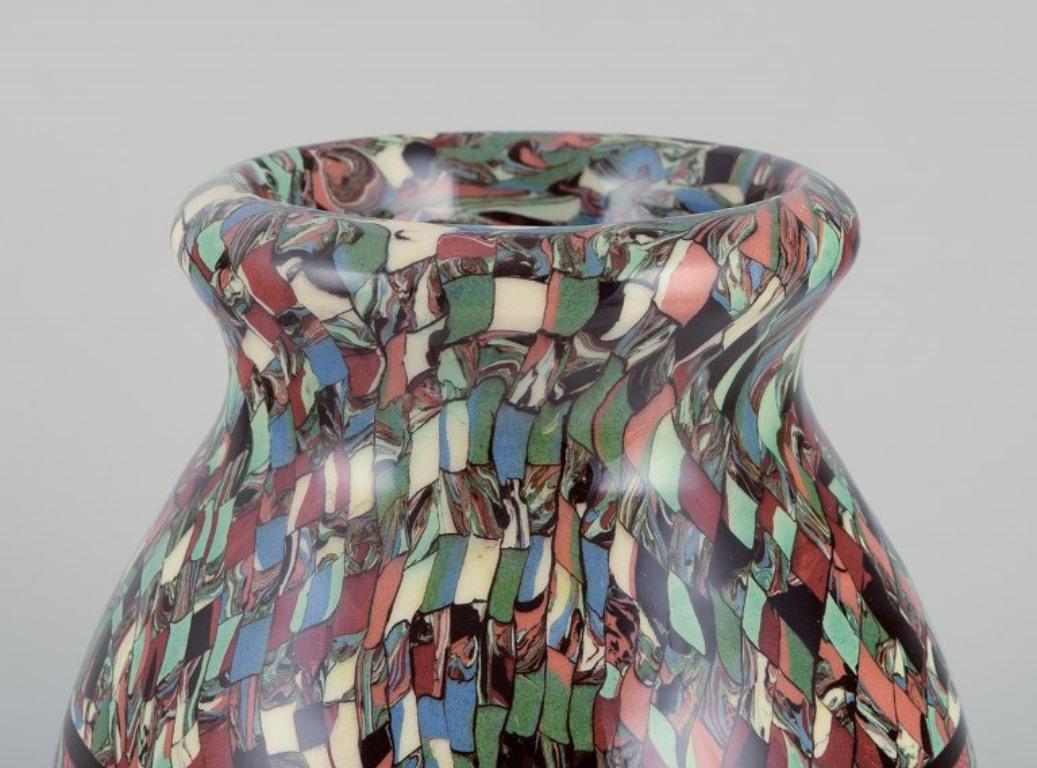 French Jean Gerbino for Vallauris. Vase in glazed ceramic with mosaic decoration.
