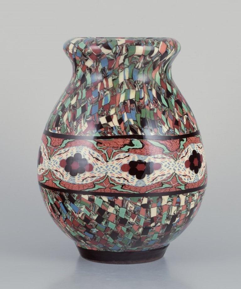 Jean Gerbino for Vallauris. Vase in glazed ceramic with mosaic decoration. In Excellent Condition In København, Copenhagen