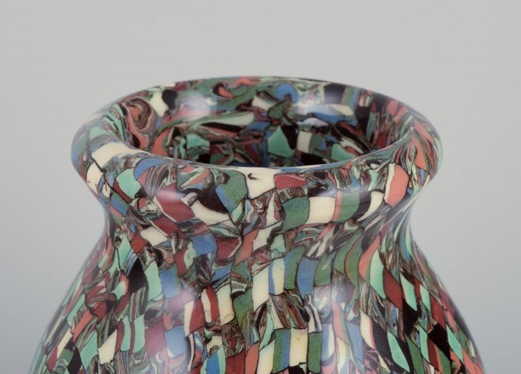 20th Century Jean Gerbino for Vallauris. Vase in glazed ceramic with mosaic decoration.