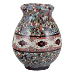 Jean Gerbino for Vallauris. Vase in glazed ceramic with mosaic decoration.