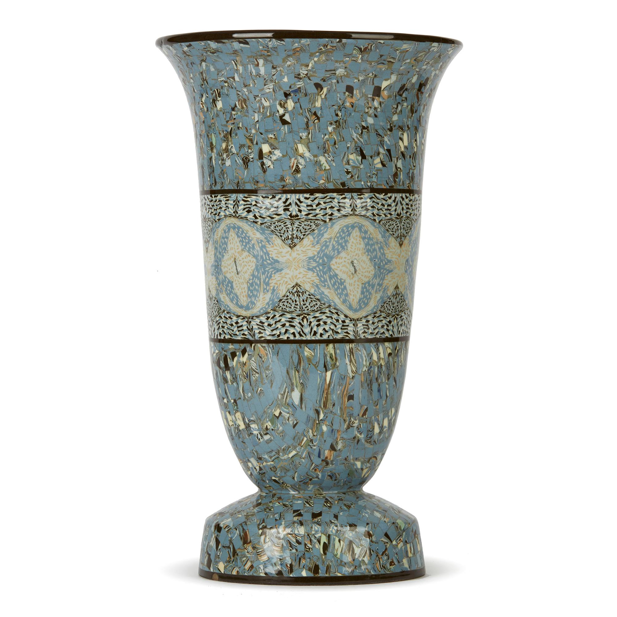 Mid-Century Modern Jean Gerbino French Vallauris Tulip Shaped Mosaic Art Pottery Vase