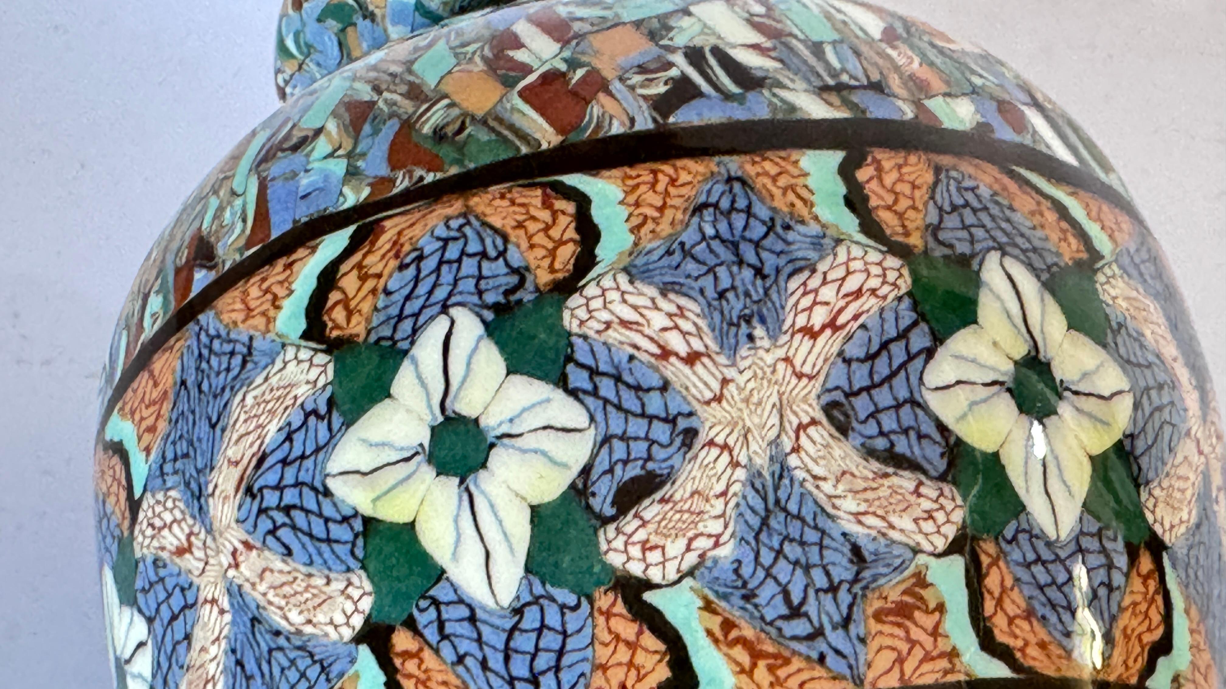 Jean Gerbino Mosaic Ceramic Vase – France, Mid-20th Century – Glazed Earthenware For Sale 7
