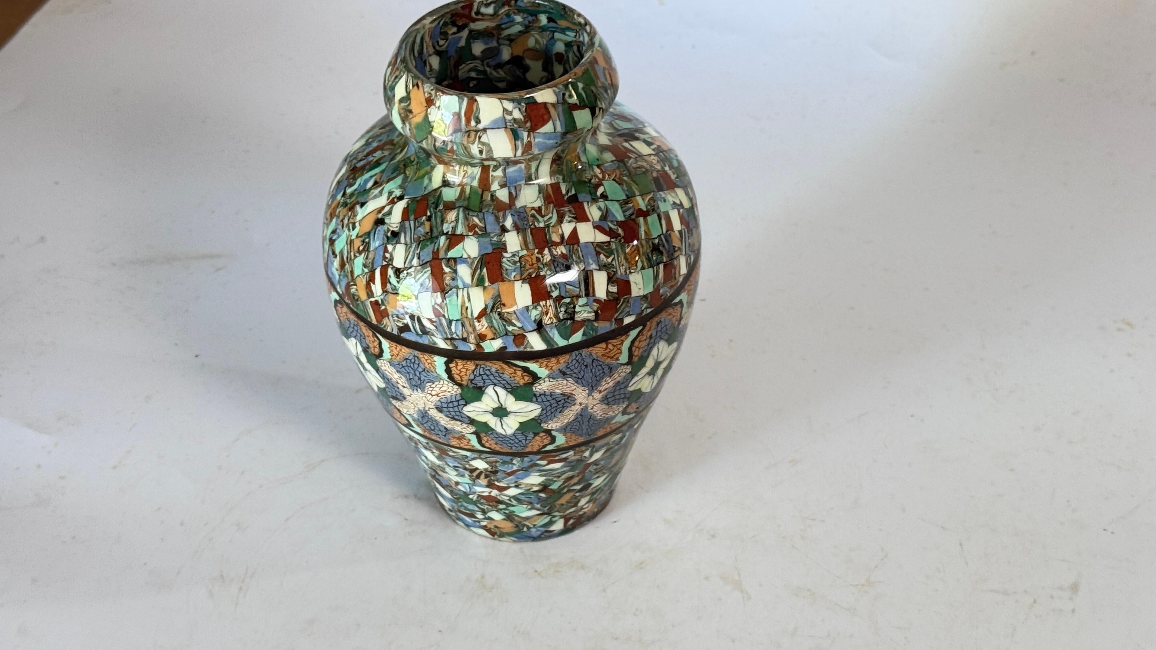 Jean Gerbino Mosaic Ceramic Vase – France, Mid-20th Century – Glazed Earthenware For Sale 1