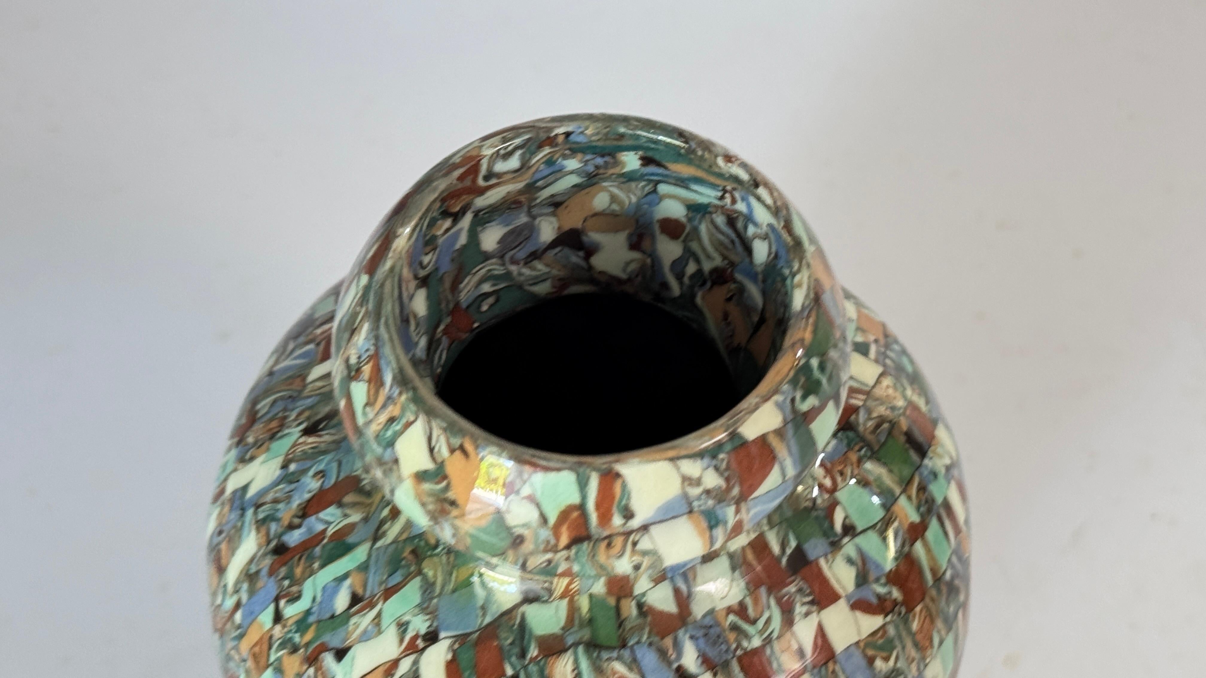 Jean Gerbino Mosaic Ceramic Vase – France, Mid-20th Century – Glazed Earthenware For Sale 2