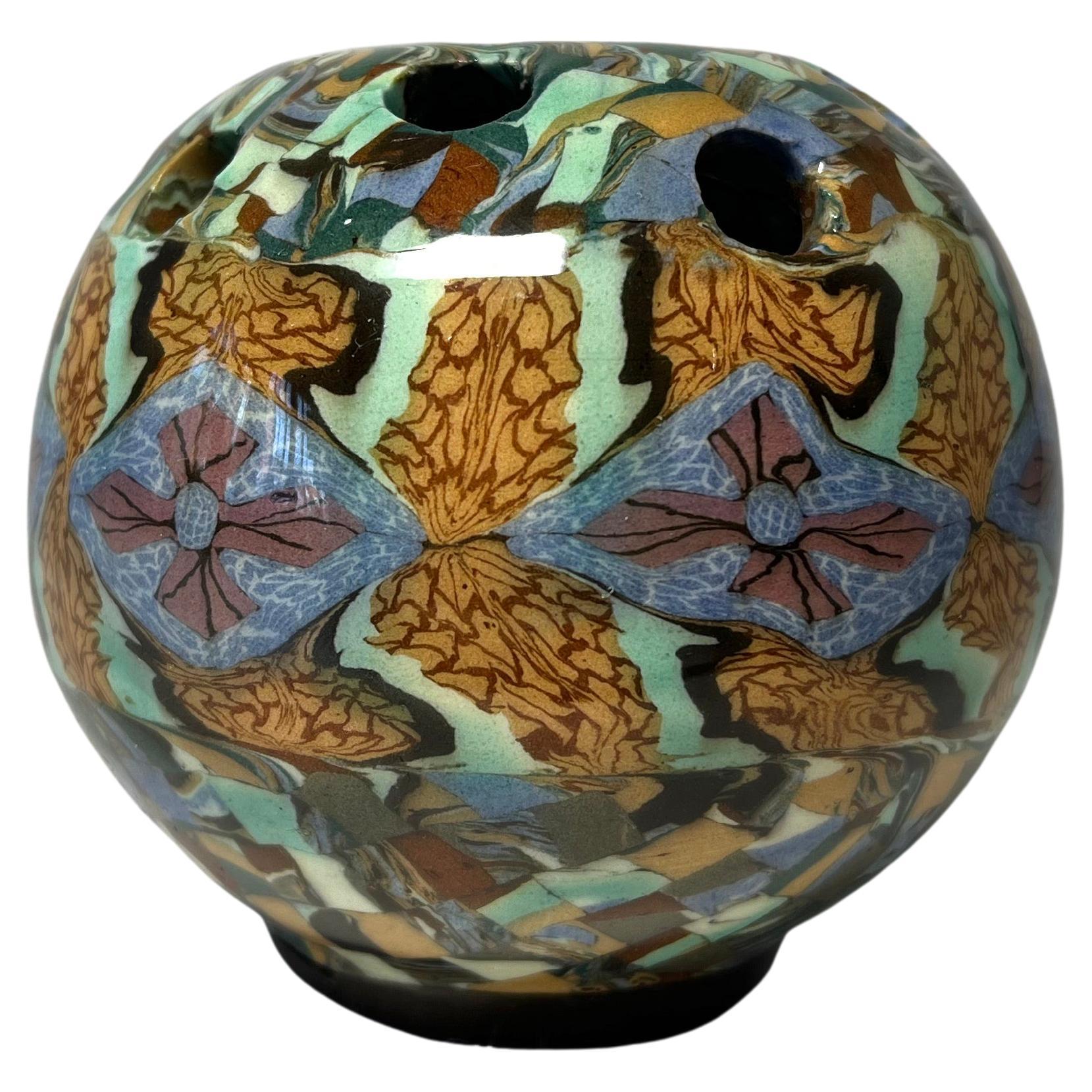 Jean Gerbino, Vallauris, France, Ceramic Diamond Motif Mosaic Potpourri Vase 