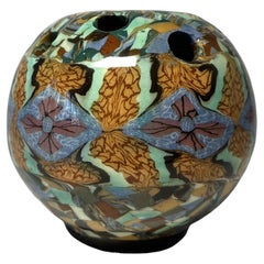 Vintage Jean Gerbino, Vallauris, France, Ceramic Diamond Motif Mosaic Potpourri Vase 