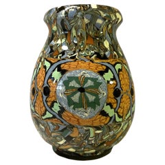 Jean Gerbino, Vallauris, France, Ceramic Mosaic Shaped Vase Muted Tones 1960's