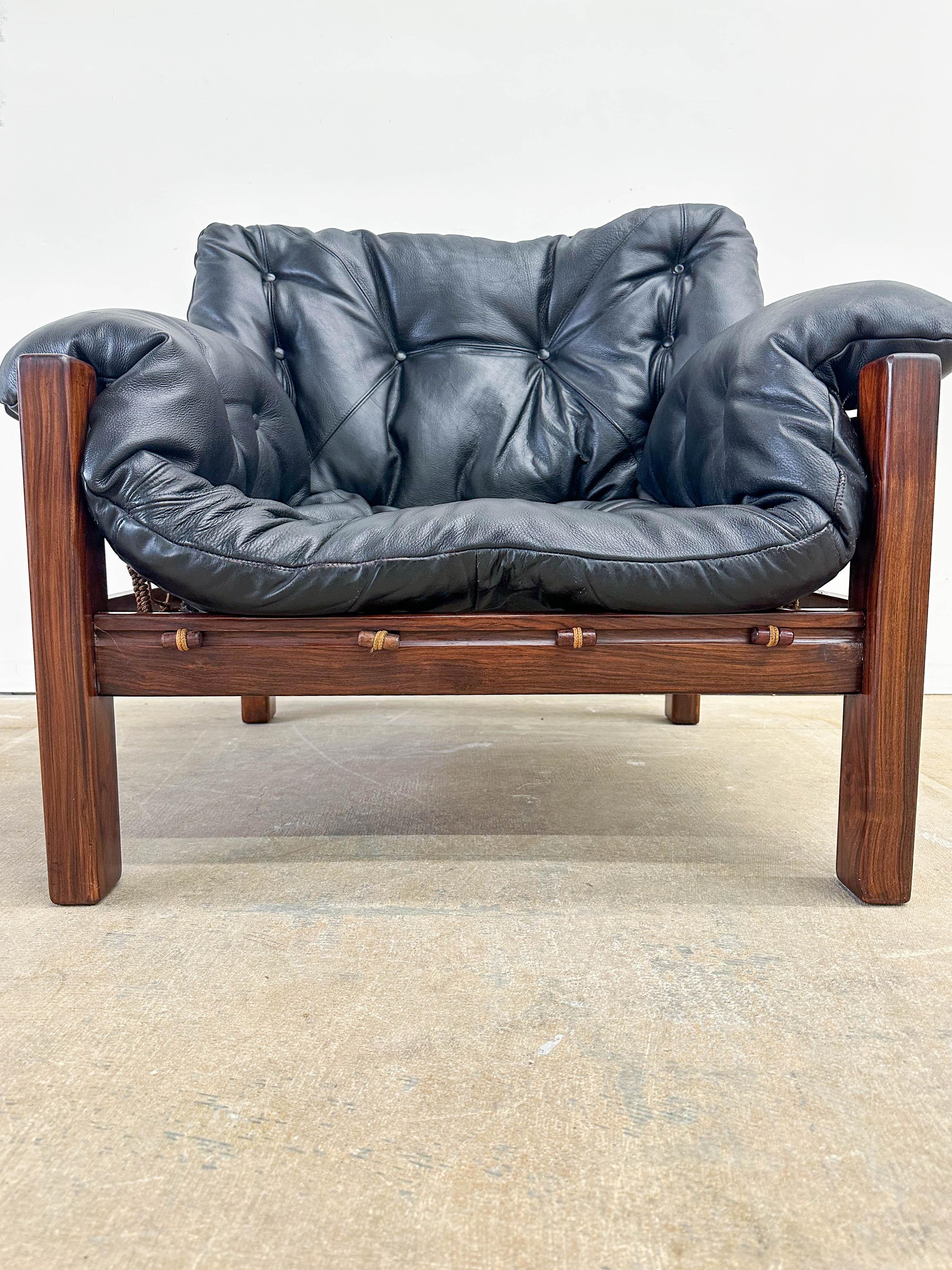 Jean Gillion Brazilian Rosewood and Leather Tijuca Lounge Chair For Sale 7