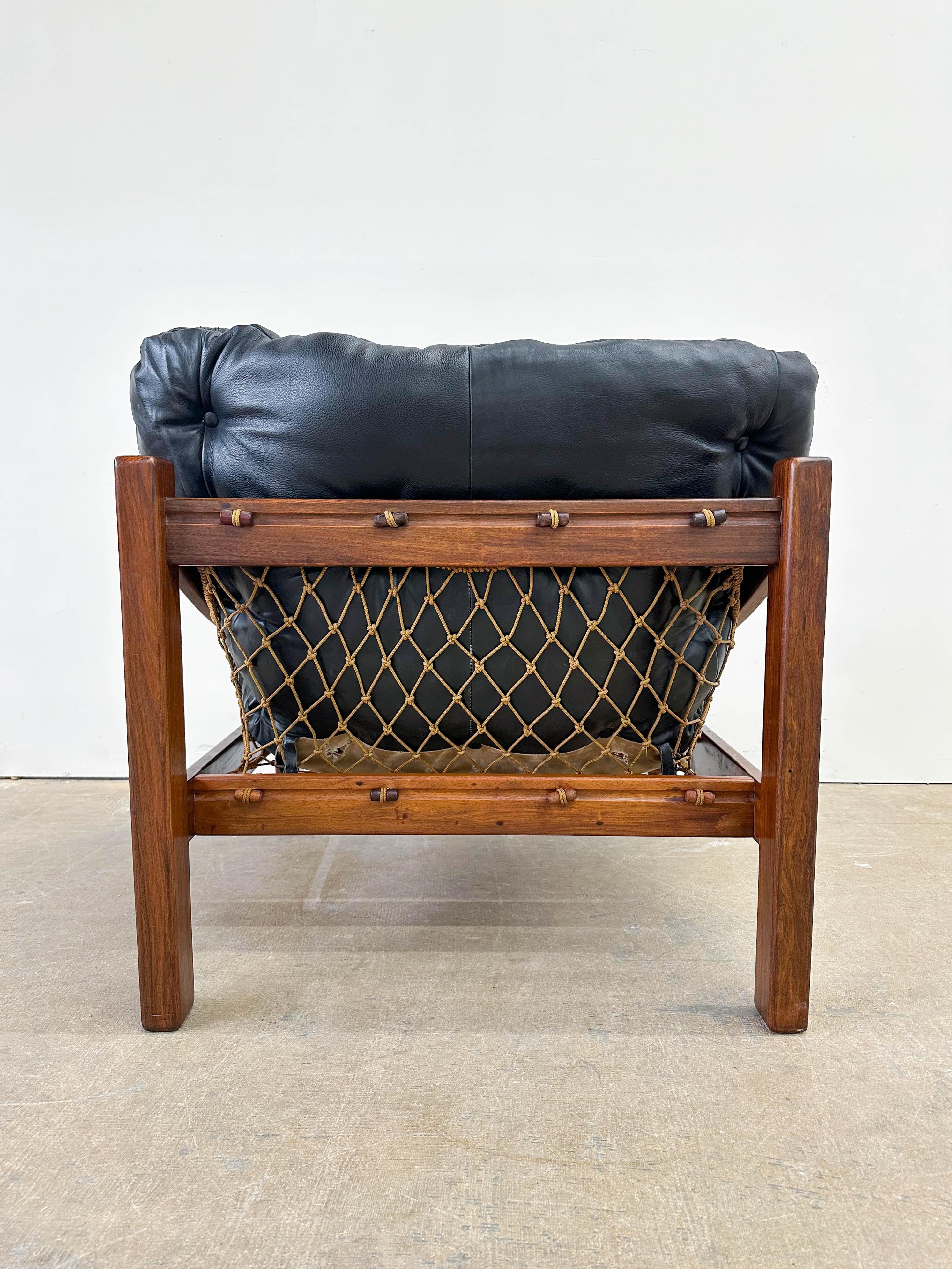 20th Century Jean Gillion Brazilian Rosewood and Leather Tijuca Lounge Chair