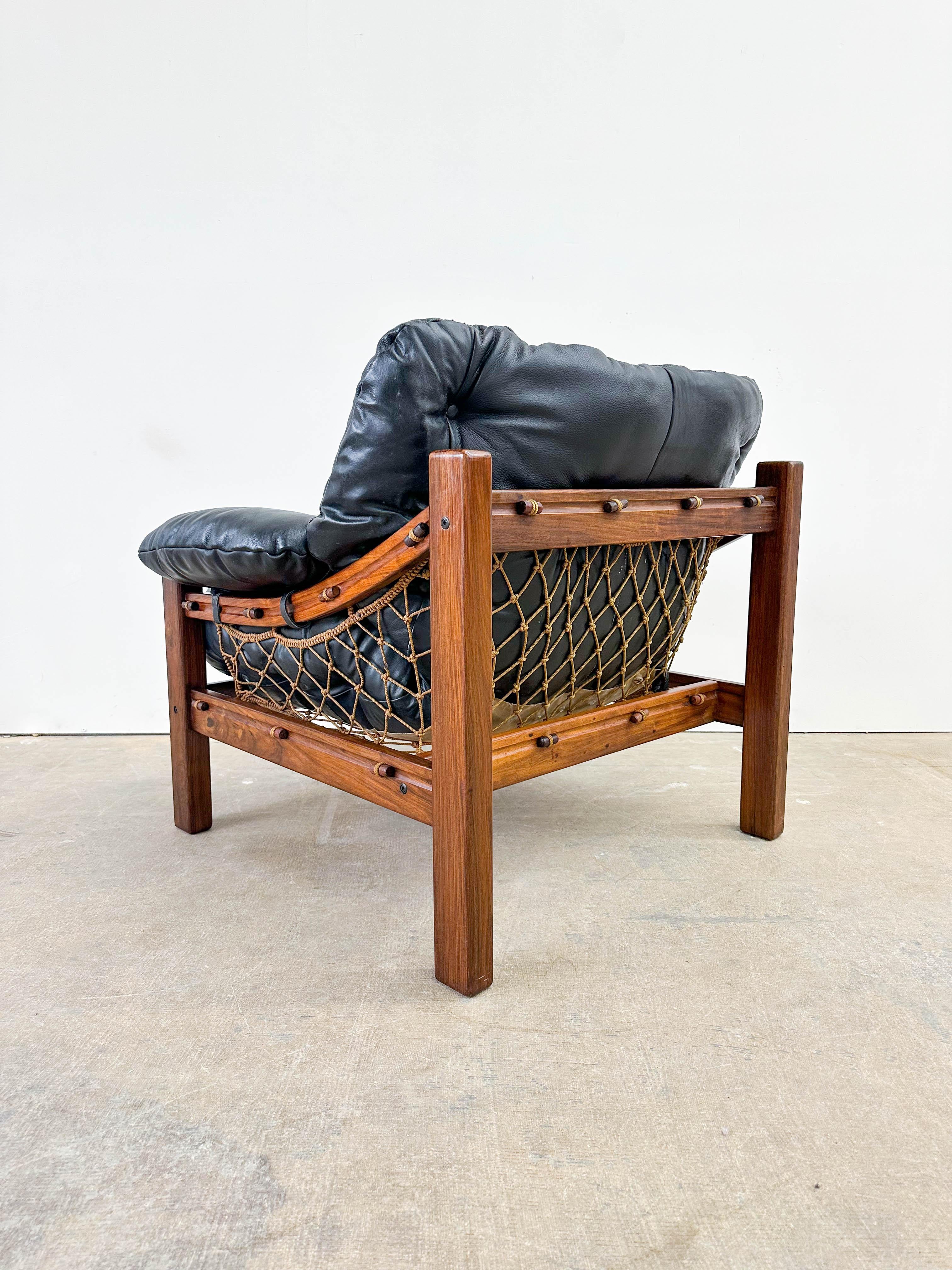 Jean Gillion Brazilian Rosewood and Leather Tijuca Lounge Chair 1