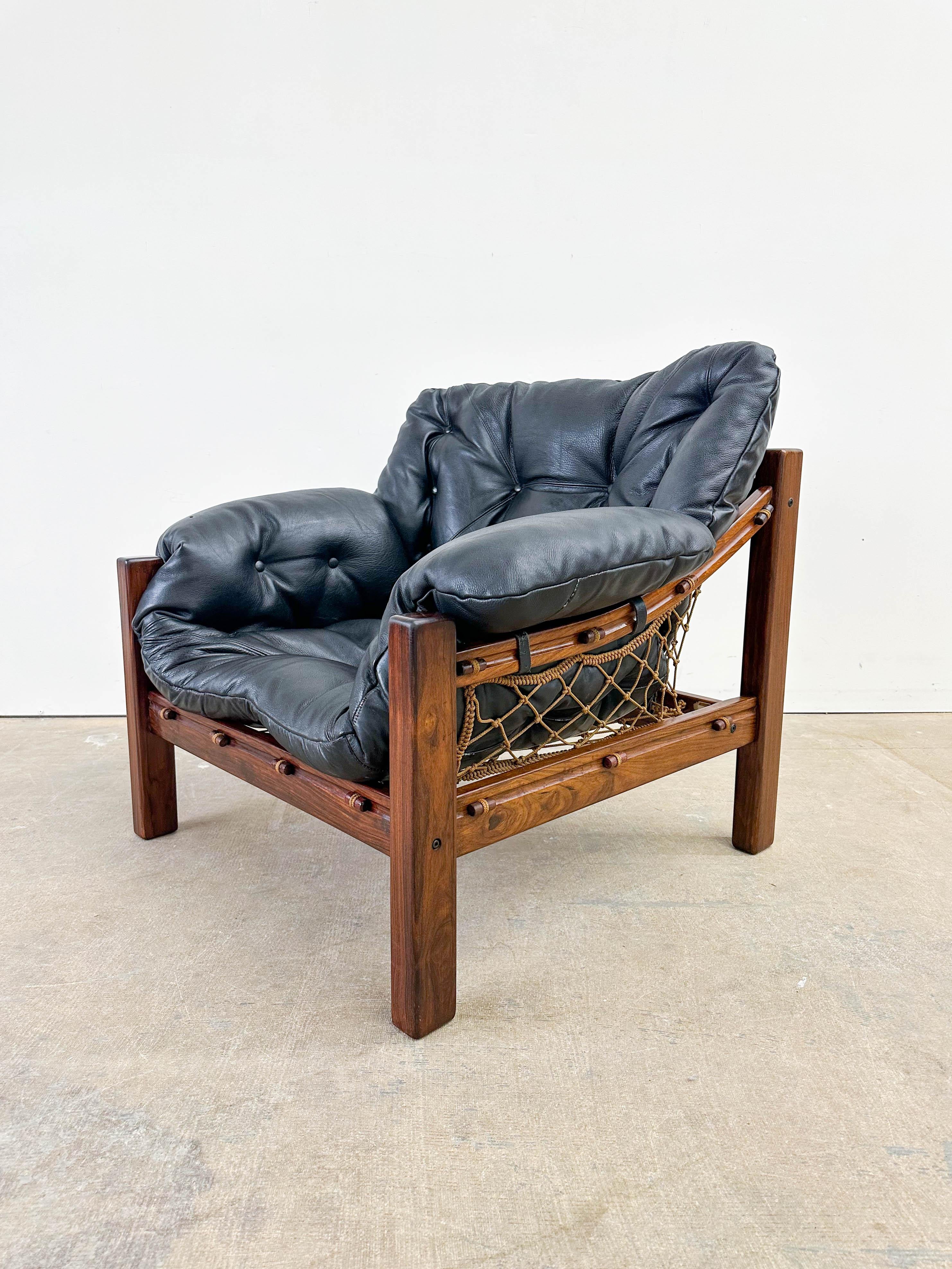 Jean Gillion Brazilian Rosewood and Leather Tijuca Lounge Chair 3