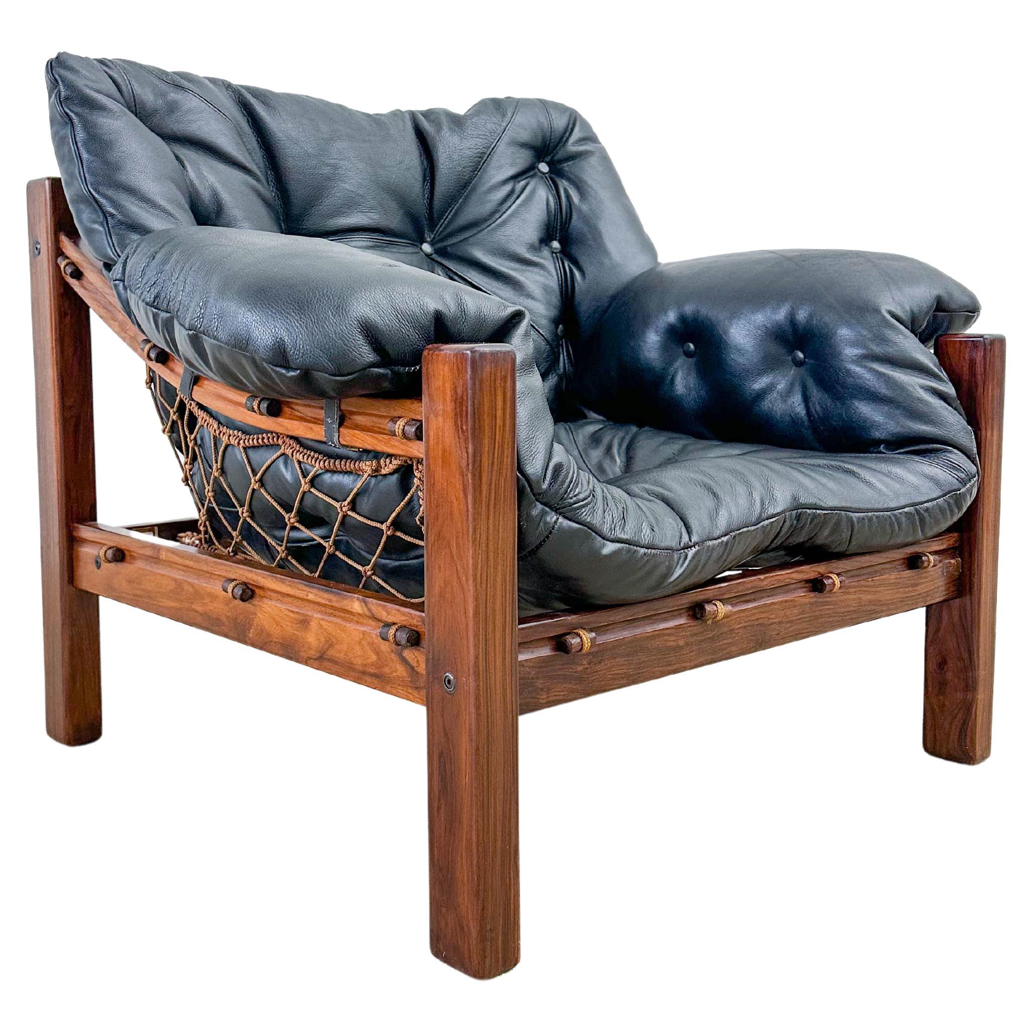 Jean Gillion Brazilian Rosewood and Leather Tijuca Lounge Chair For Sale