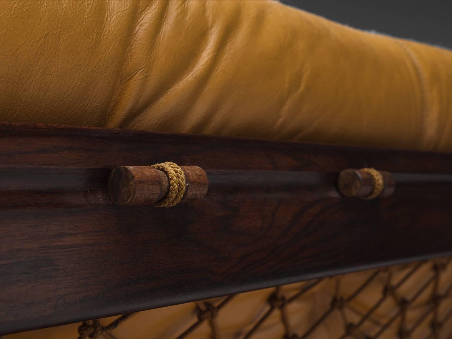 Brazilian Jean Gillon 'Amazonas' Sofa in Leather and Rosewood
