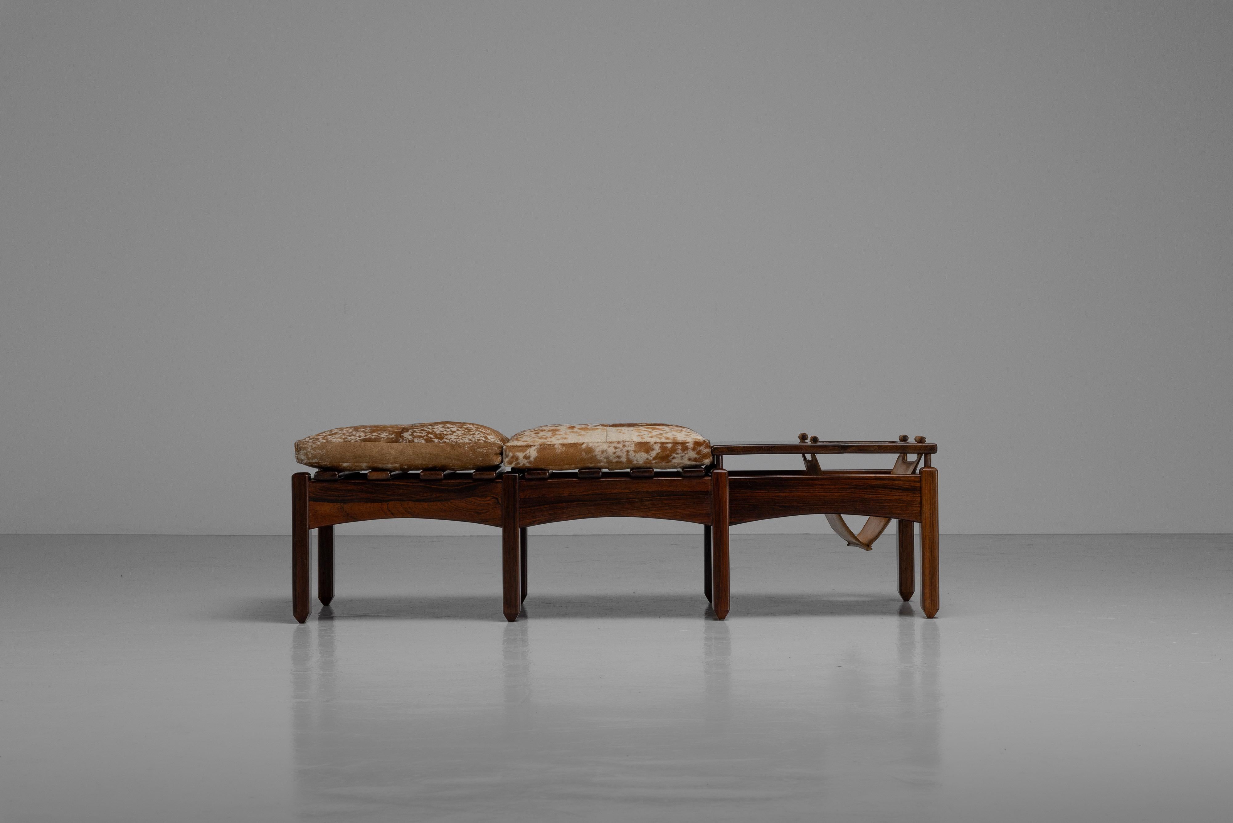 Brazilian Jean Gillon bench with magazine rack Italma Brazil 1965 For Sale