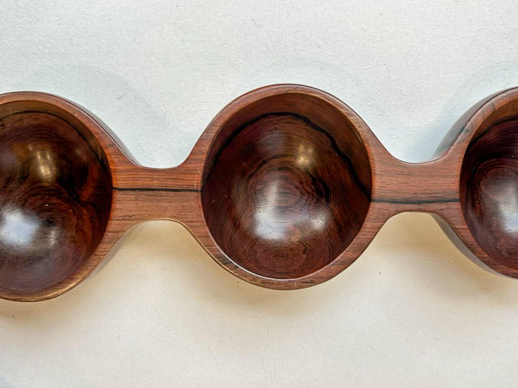 Brazilian Jean Gillon. Bowl with three cavities, model 407, c. 1960 Solid wood For Sale