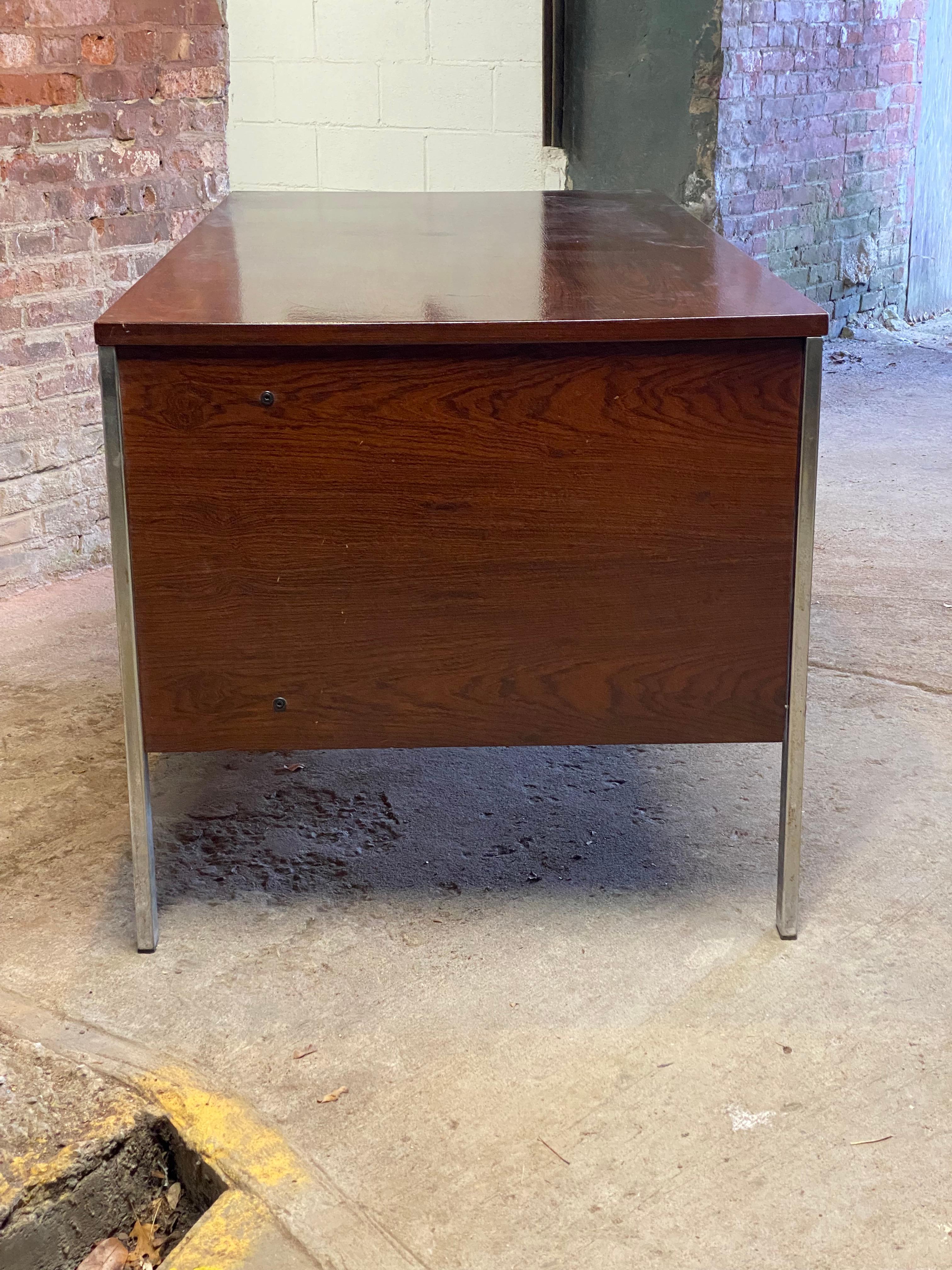 Jean Gillon Brazilian Rosewood and Chrome Executive Desk For Sale 4