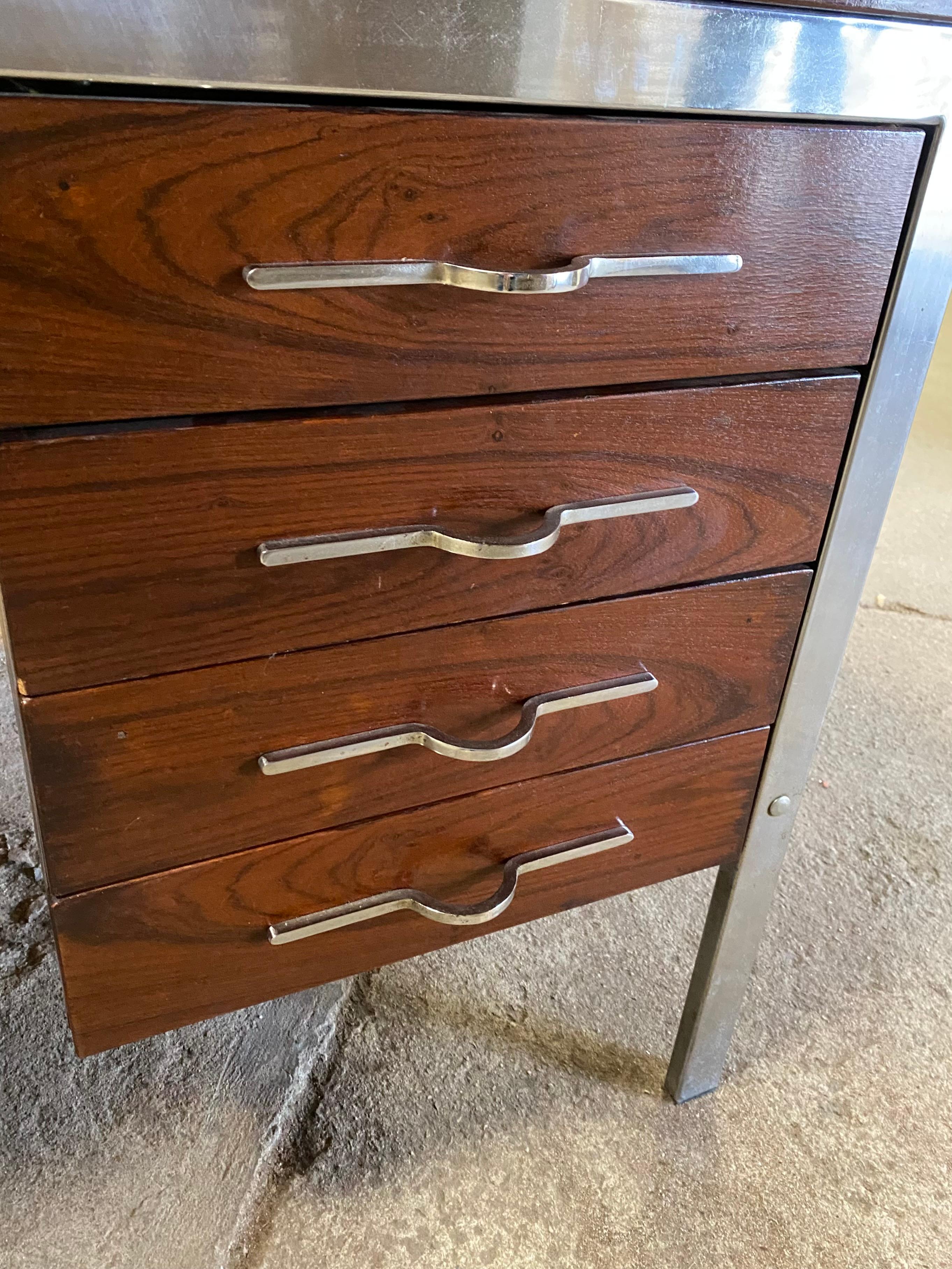 Jean Gillon Brazilian Rosewood and Chrome Executive Desk For Sale 5
