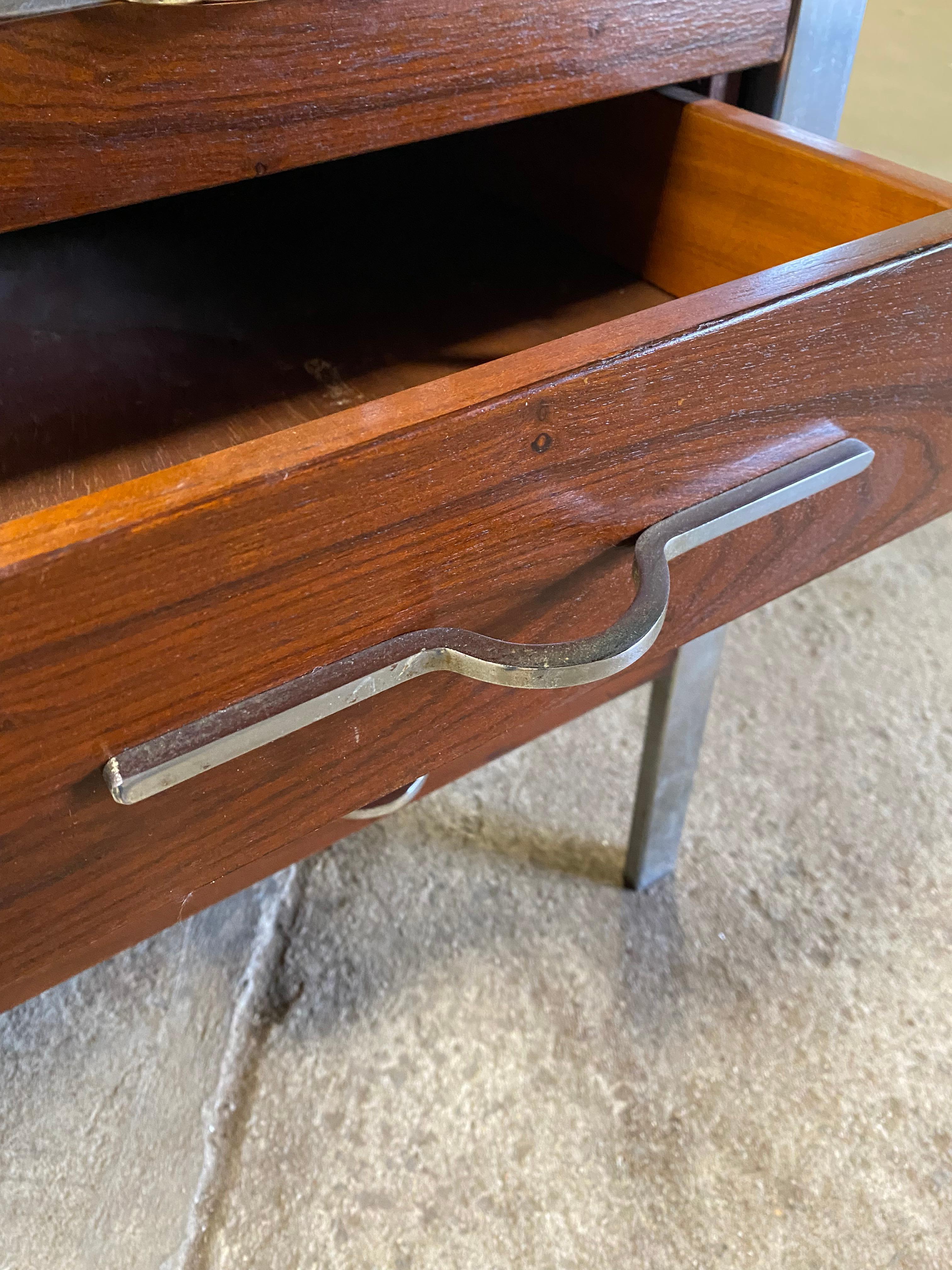 Jean Gillon Brazilian Rosewood and Chrome Executive Desk For Sale 6