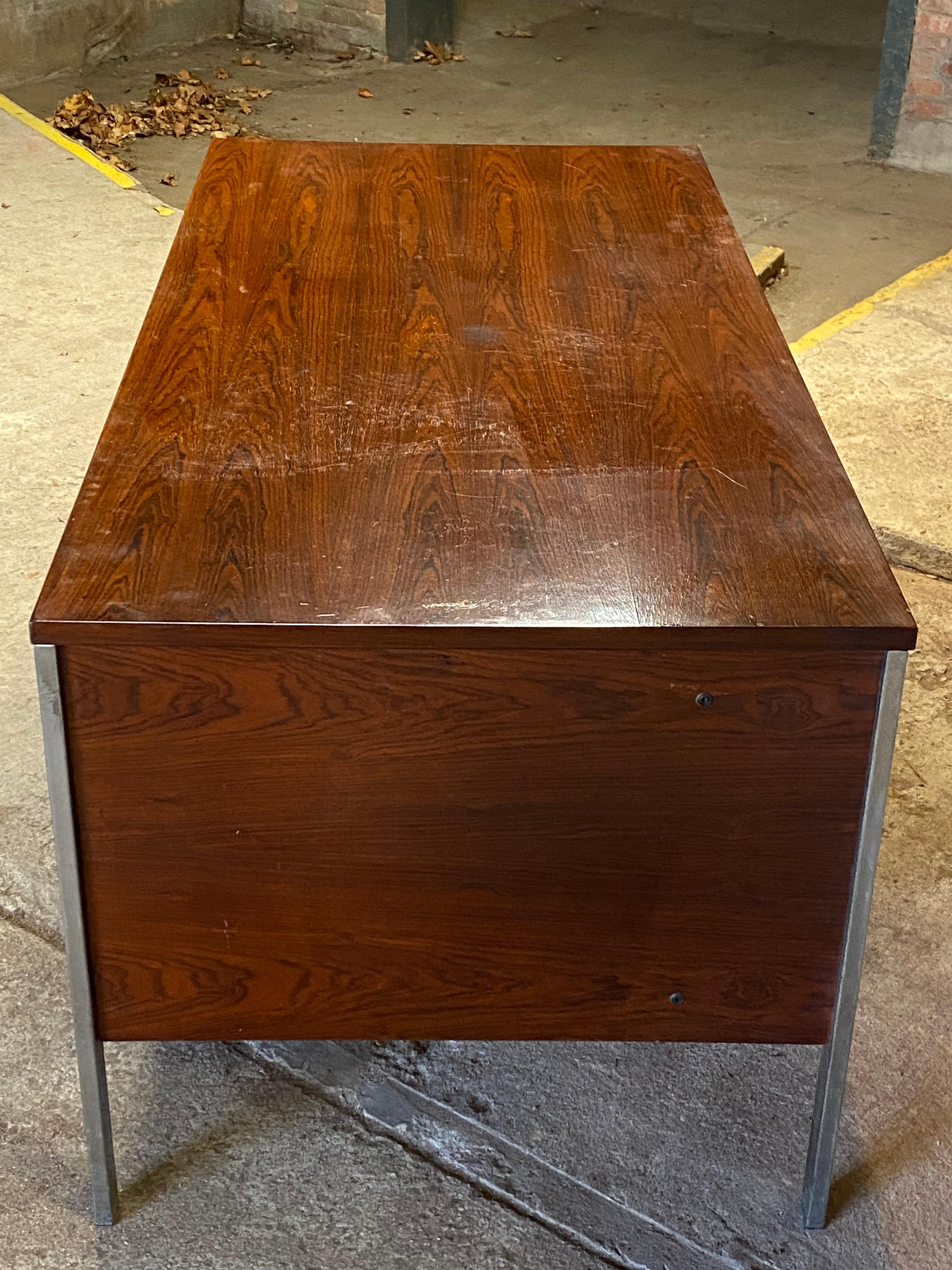 Jean Gillon Brazilian Rosewood and Chrome Executive Desk For Sale 1