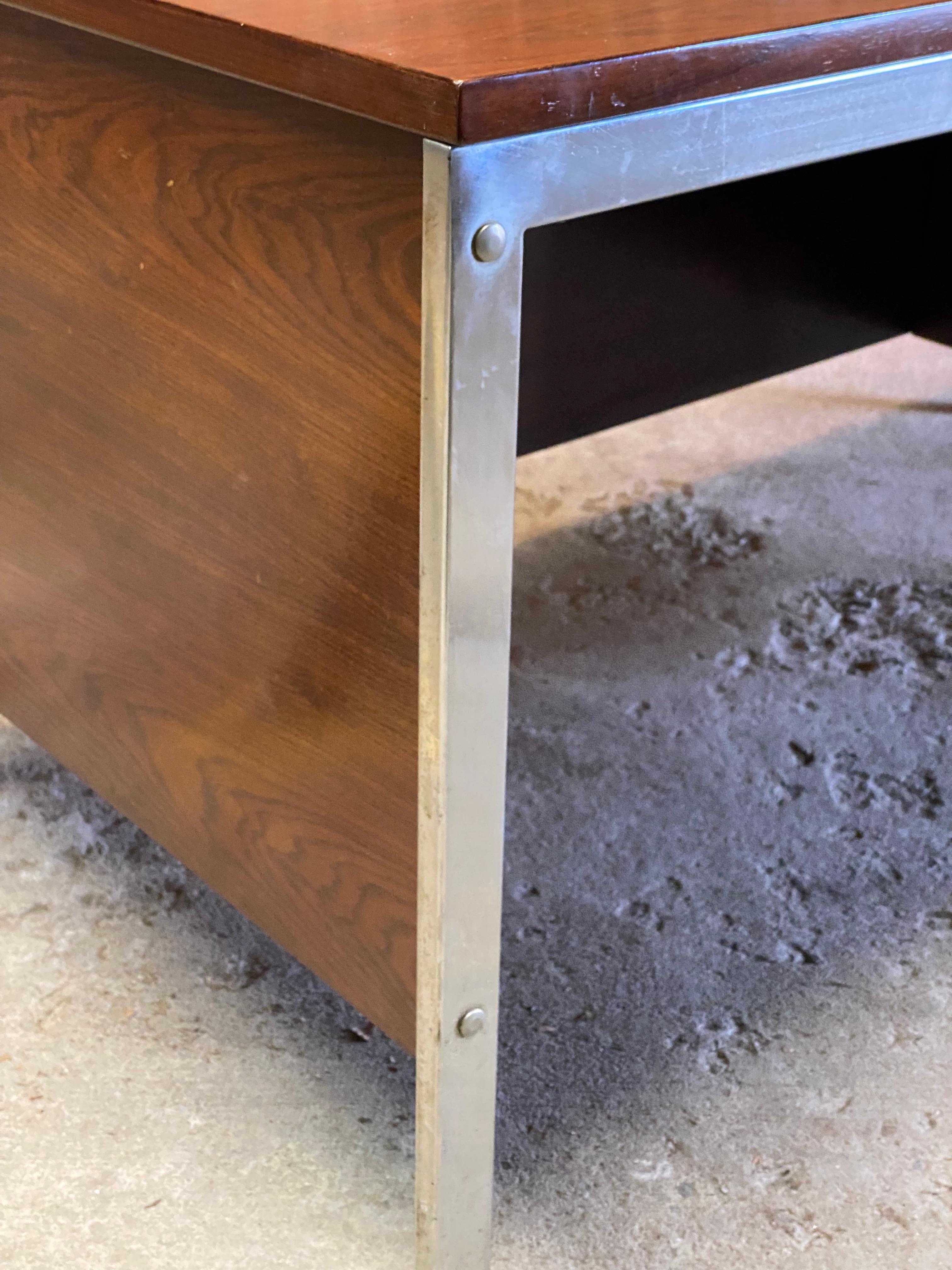 Jean Gillon Brazilian Rosewood and Chrome Executive Desk For Sale 3