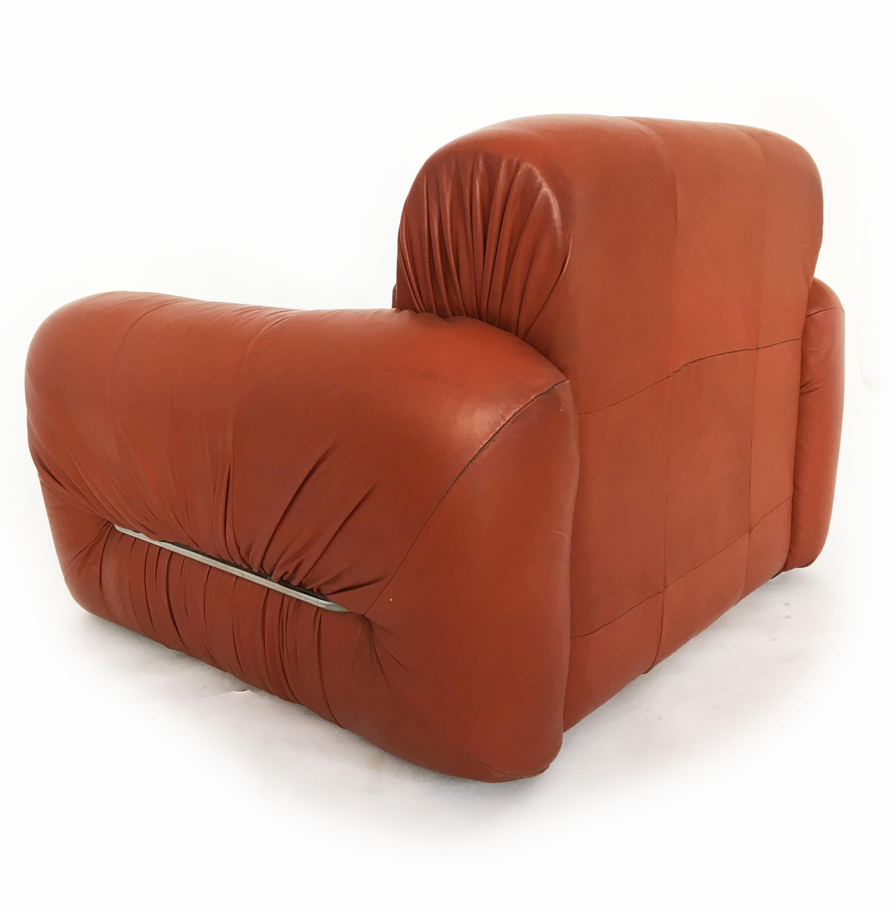 Jean Gillon Cognac Patchwork Leather Club Chairs by Probel, Brazil 1970s For Sale 9