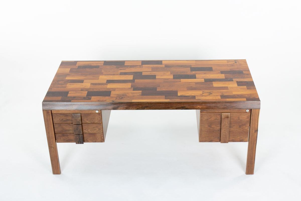 Jean Gillon desk in rosewood for Italma Woodart, 1960s In Good Condition For Sale In JASSANS-RIOTTIER, FR