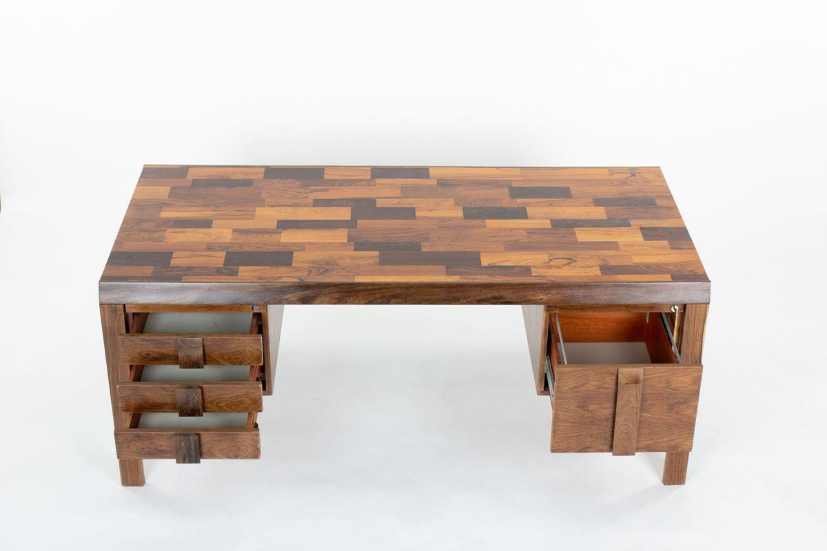 20th Century Jean Gillon desk in rosewood for Italma Woodart, 1960s For Sale