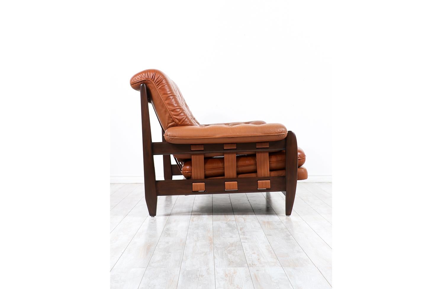 Jean Gillon Distress Cognac Leather Sofa for Italma Wood Art 4
