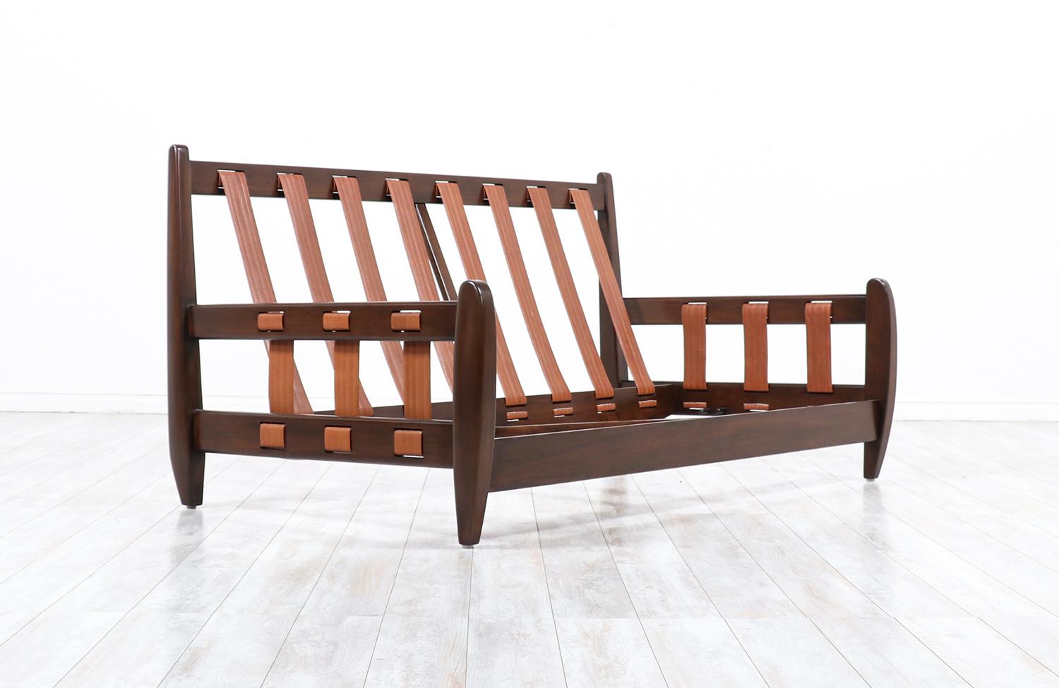 Jean Gillon Distress Cognac Leather Sofa for Italma Wood Art 7