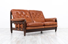 Jean Gillon Distress Cognac Leder Sofa für Italma Wood Art