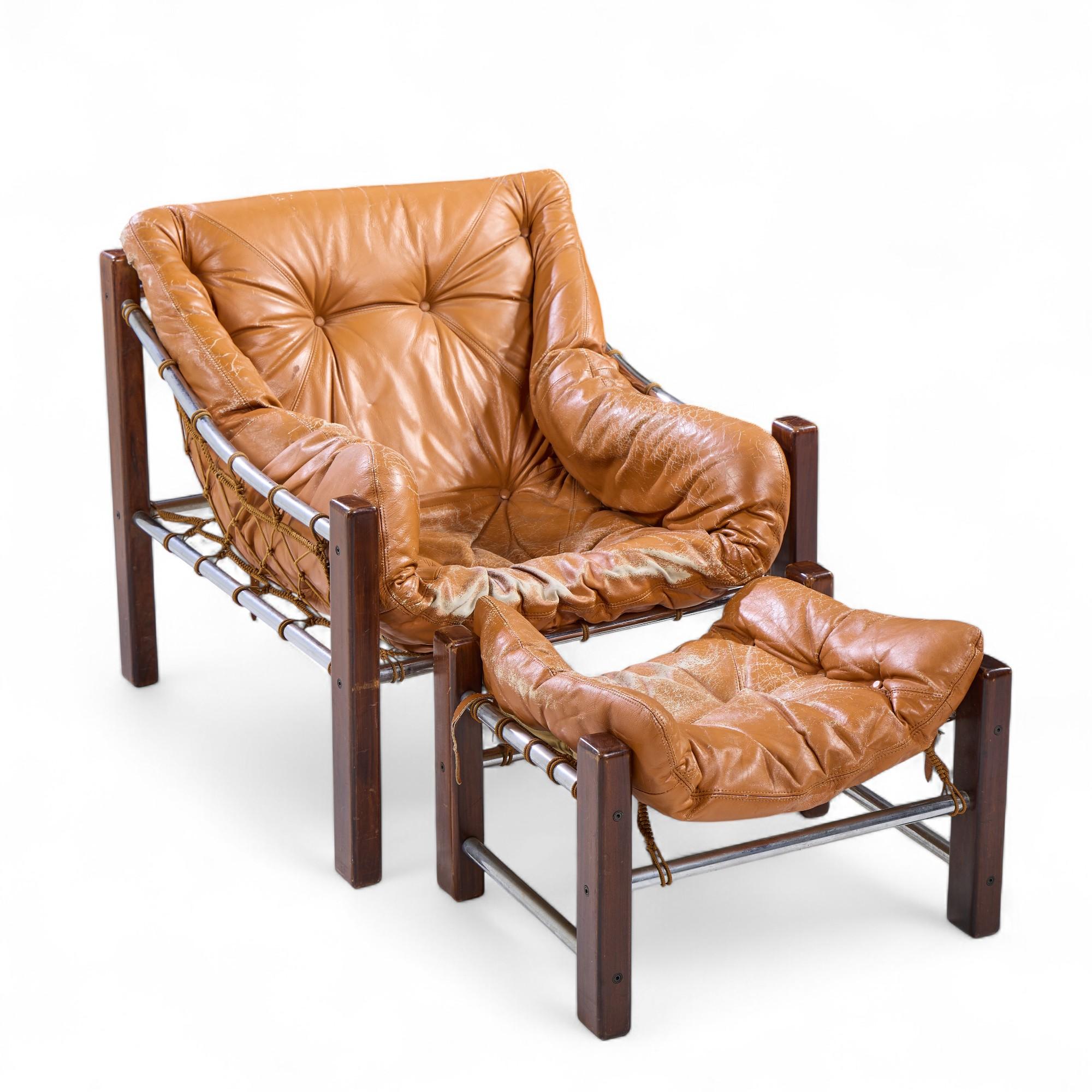 Jean Gillon pour Italma Amazonas Chaise longue et ottoman du milieu du siècle en vente 2