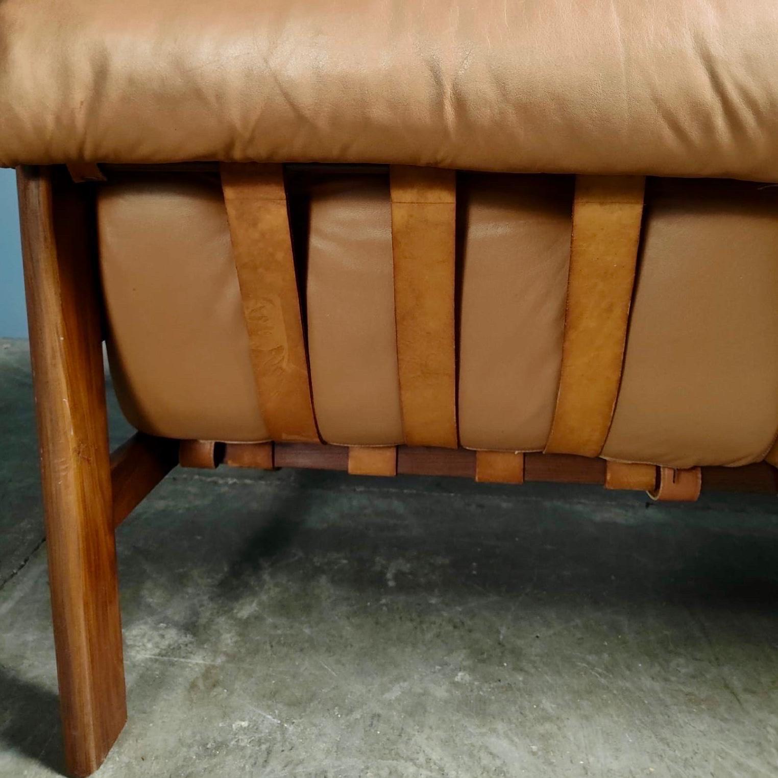 Jean Gillon For Italma Brown Leather Two Seater Sofa Brazilian Mid Century 2