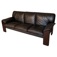 Jean Gillon for Probel Leather and Brazilian Rosewood Sofa, c. 1970, Signed