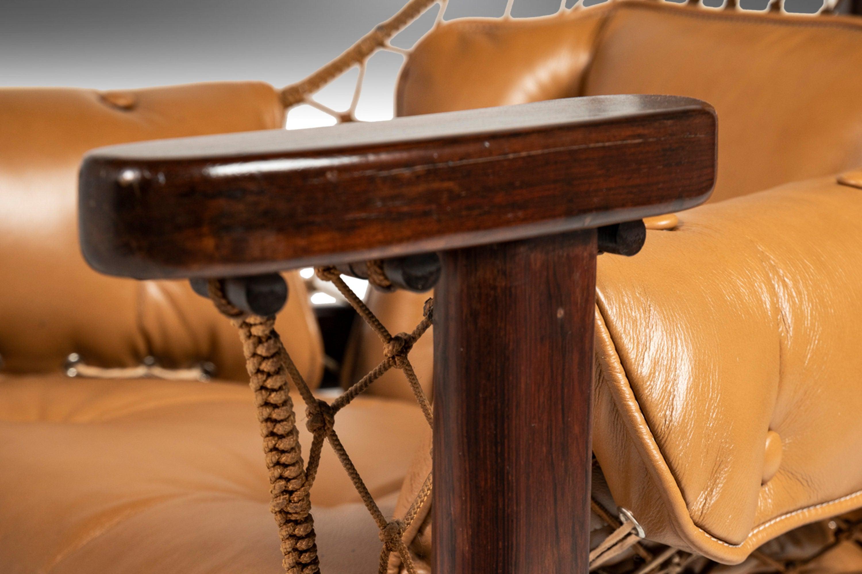 Mid-20th Century Jean Gillon Jangada Lounge Chair & Ottoman in Jacaranda & Leather, Brazil, 1960s For Sale