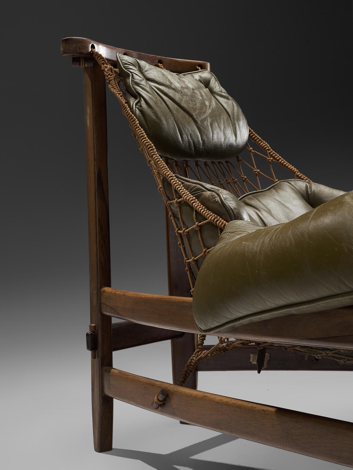 Brazilian Jean Gillon Jangada Lounge Chair with Ottoman