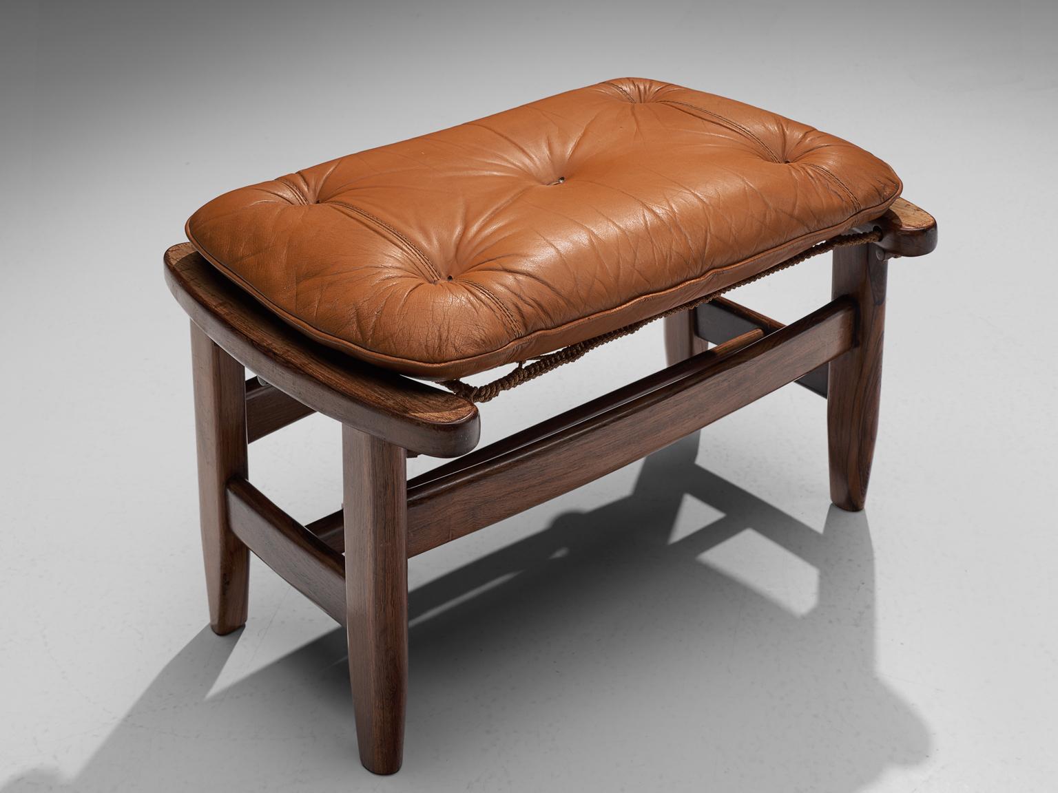 Jean Gillon Jangada Lounge Chair with Ottoman in Cognac Leather 4